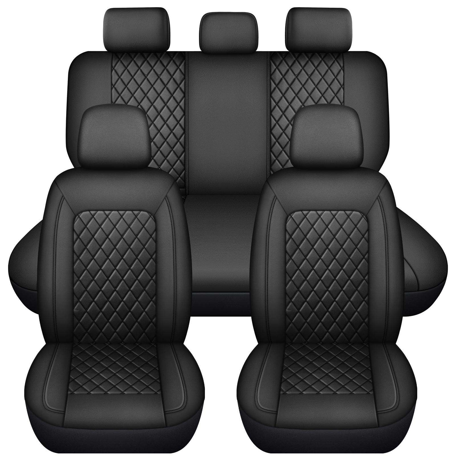 Single Line Diamond Grid PU Leather Car Seat Covers