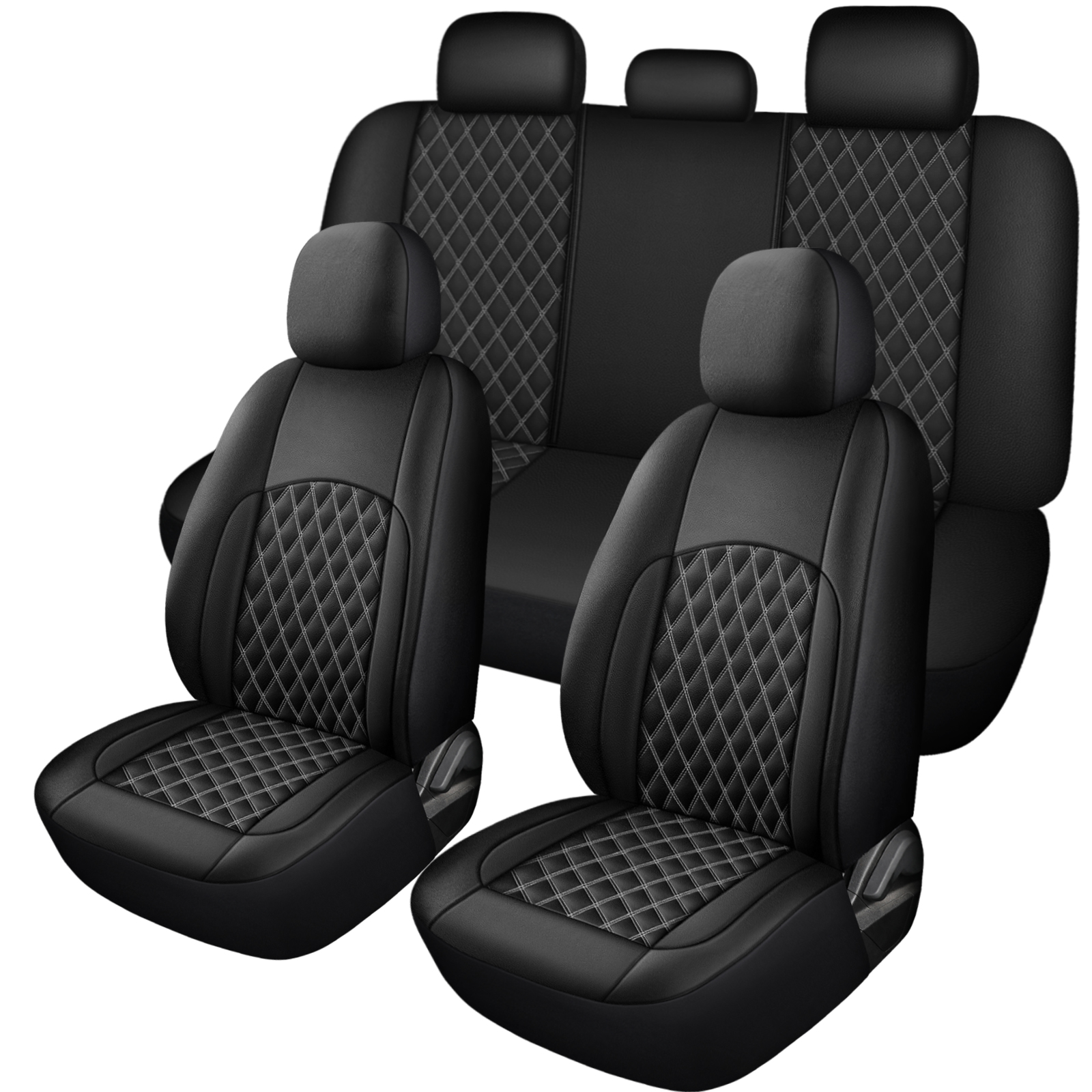 Sport Racing Style PU Leather Car Seat Covers Full 5 Seats, Dual Side Colored Double…