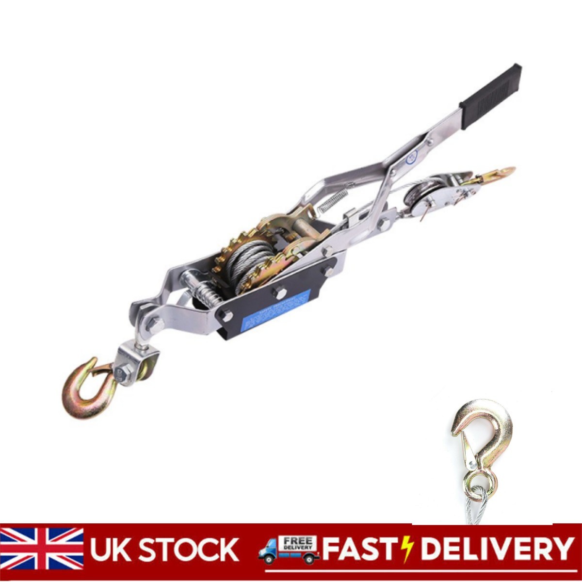 4 Ton Dual Gear Power Puller Heavy Duty 2 Hook Cable Puller Hand Winch