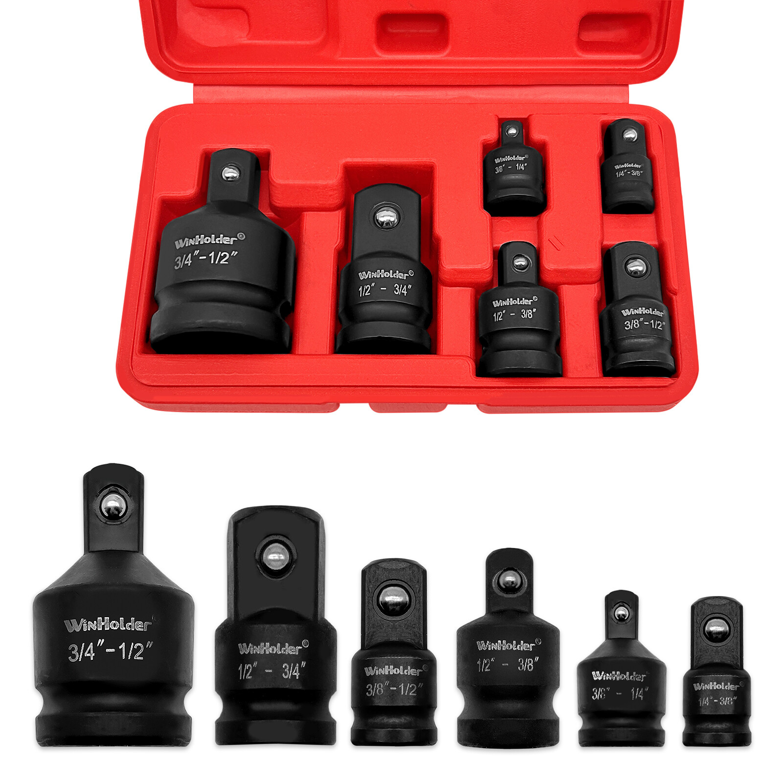6-Pack Impact Adapter Reducer Socket Converter Set 3 4 1 4 3 8 Female To Male