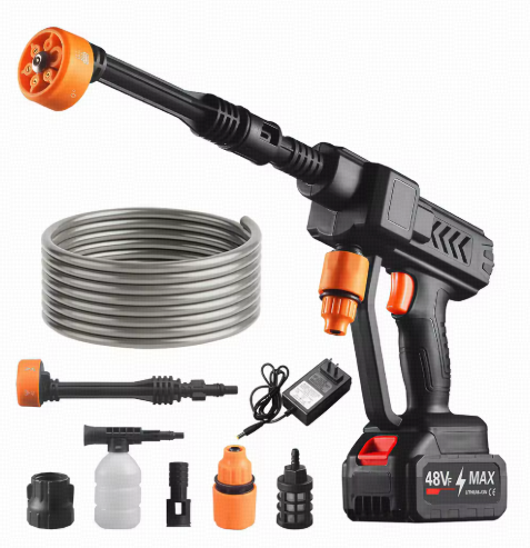 48Vf Portable High-Pressure Washer With Spray Gun And 6-in-1 Nozzle For Cleaning And…