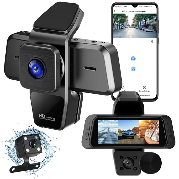 1080P FUD 3 Channel WiFi Dash Cam 170° Wide Angle Triple Car Camera With IR Night…