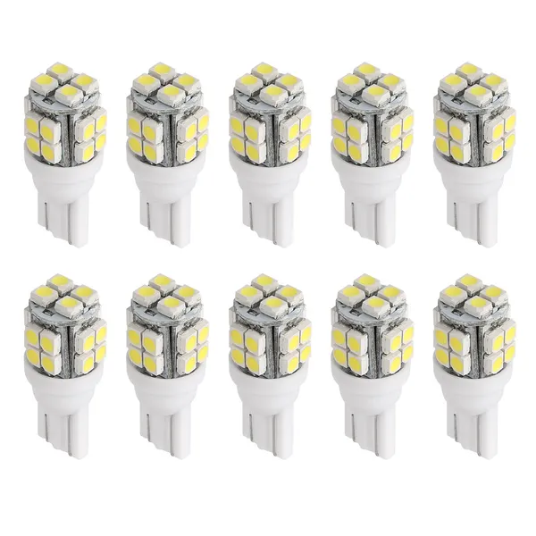 10-Pack 12V T10 LED Light Bulb Wedge Base Interior Dome Map LED Lights License Plate…