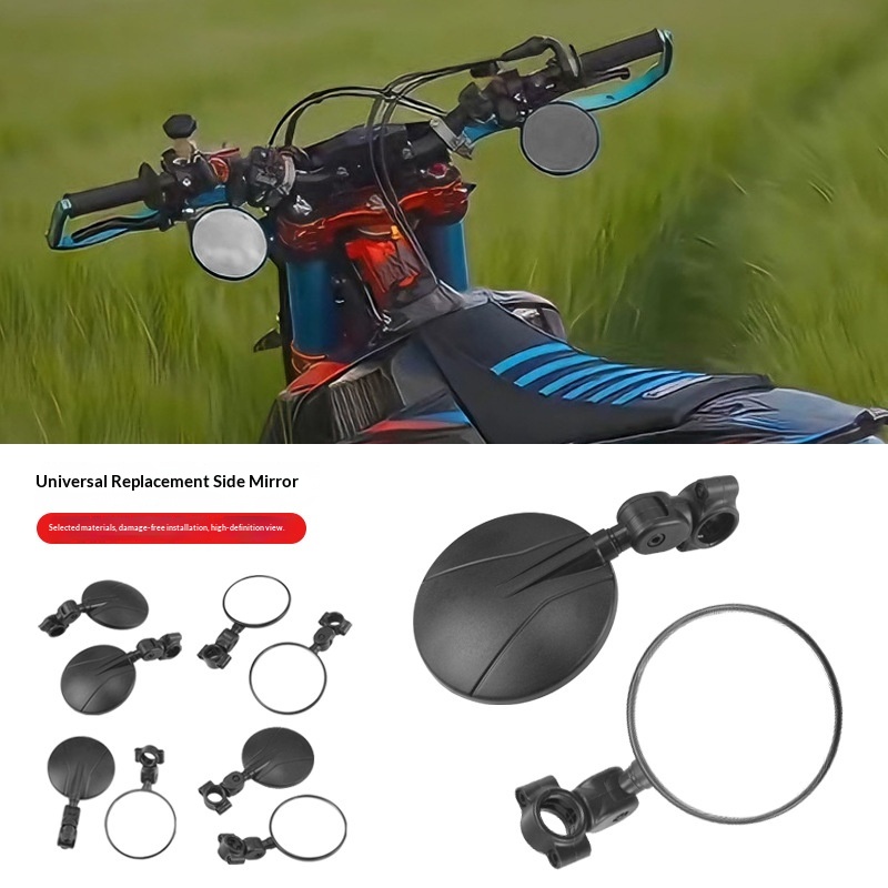 Motorcycle Rearview Mirror Retro Style Handlebar-Mounted Rotatable And Adjustable