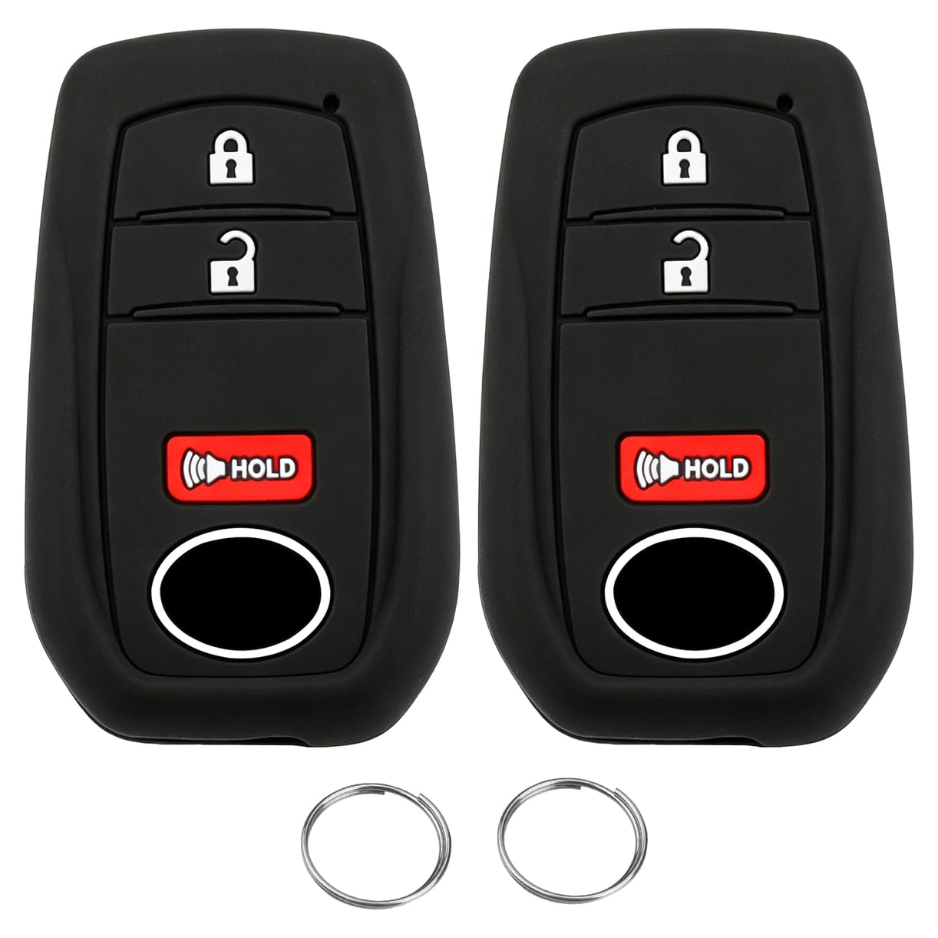 Key Fob Covers 2 Pack, 3 Button Silicone Rubber Protective Cases For Car Remote Key Fobs