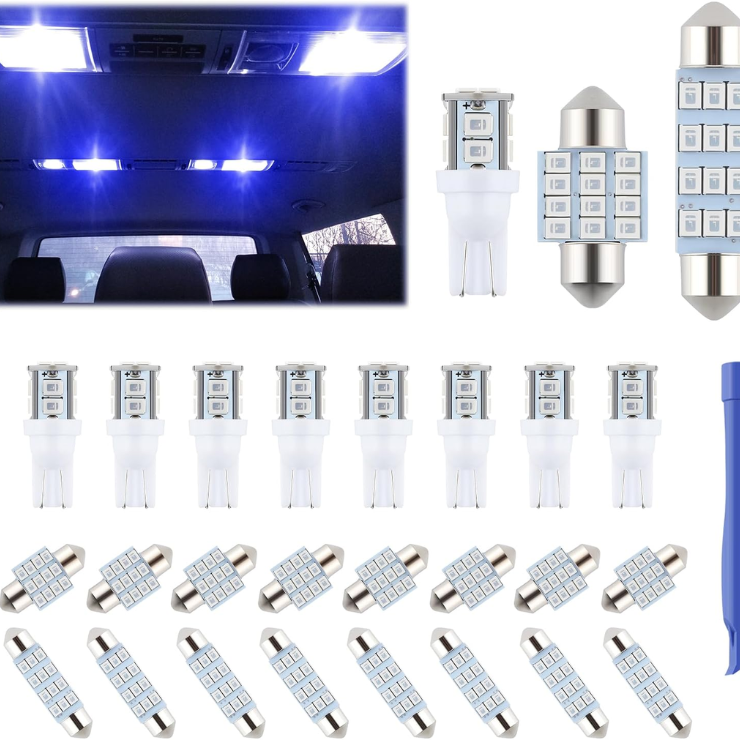 24-Pack Dome Light LED Car Interior Bulb Kit Set 194 T10 DE3175 578 31mm 42mm Bulbs…