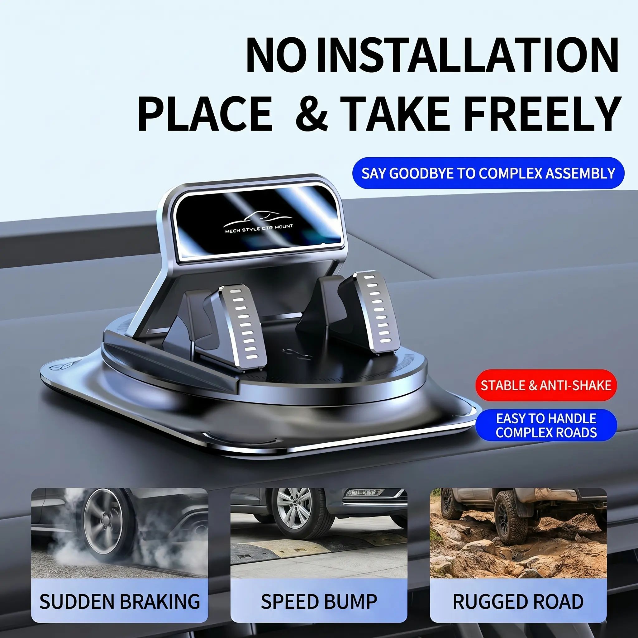 Car Phone Holder For Dashboard, Rotatable Phone Mount With Strong Suction Cup, Washable…