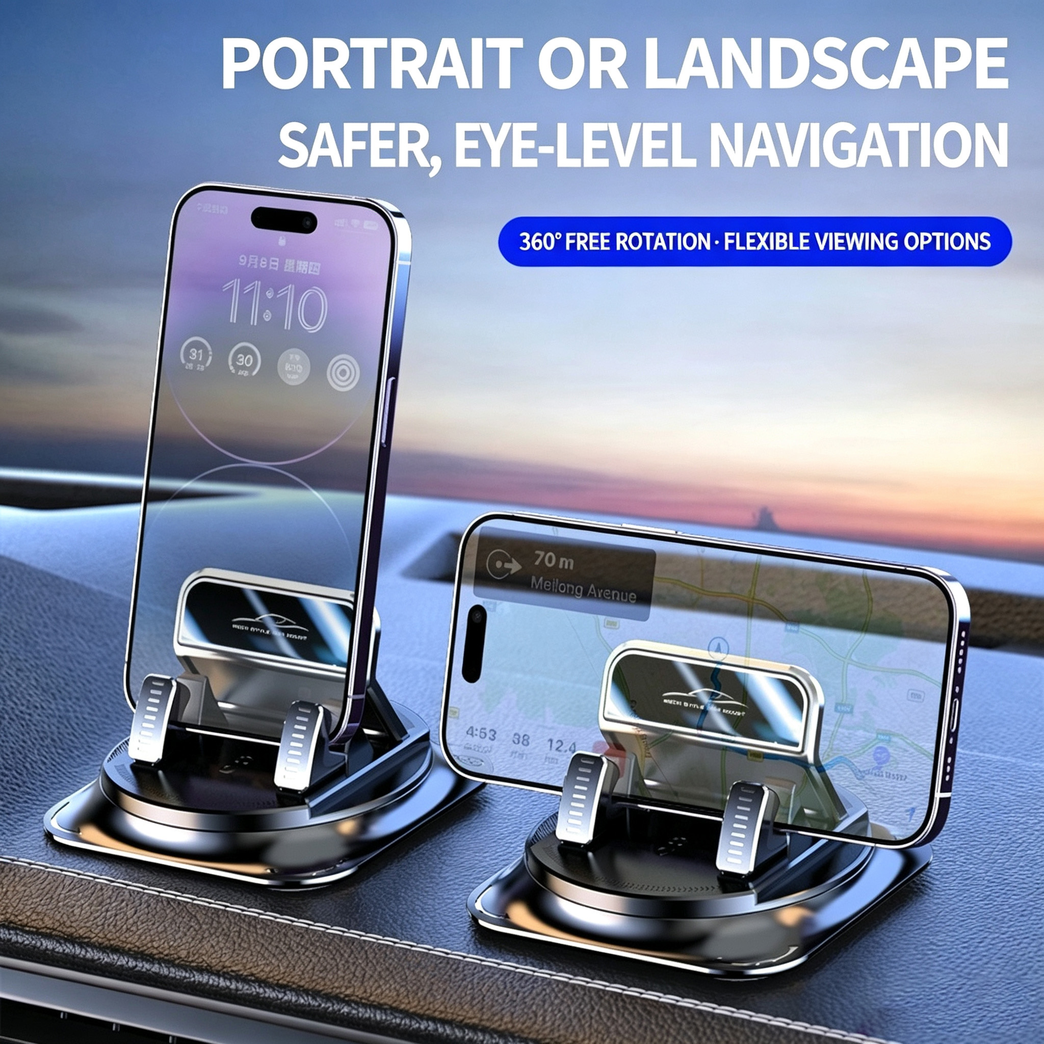 Rotatable Dashboard Car Phone Holder Non Slip Gel Pad Mount Stable Cell Phone Stand For…