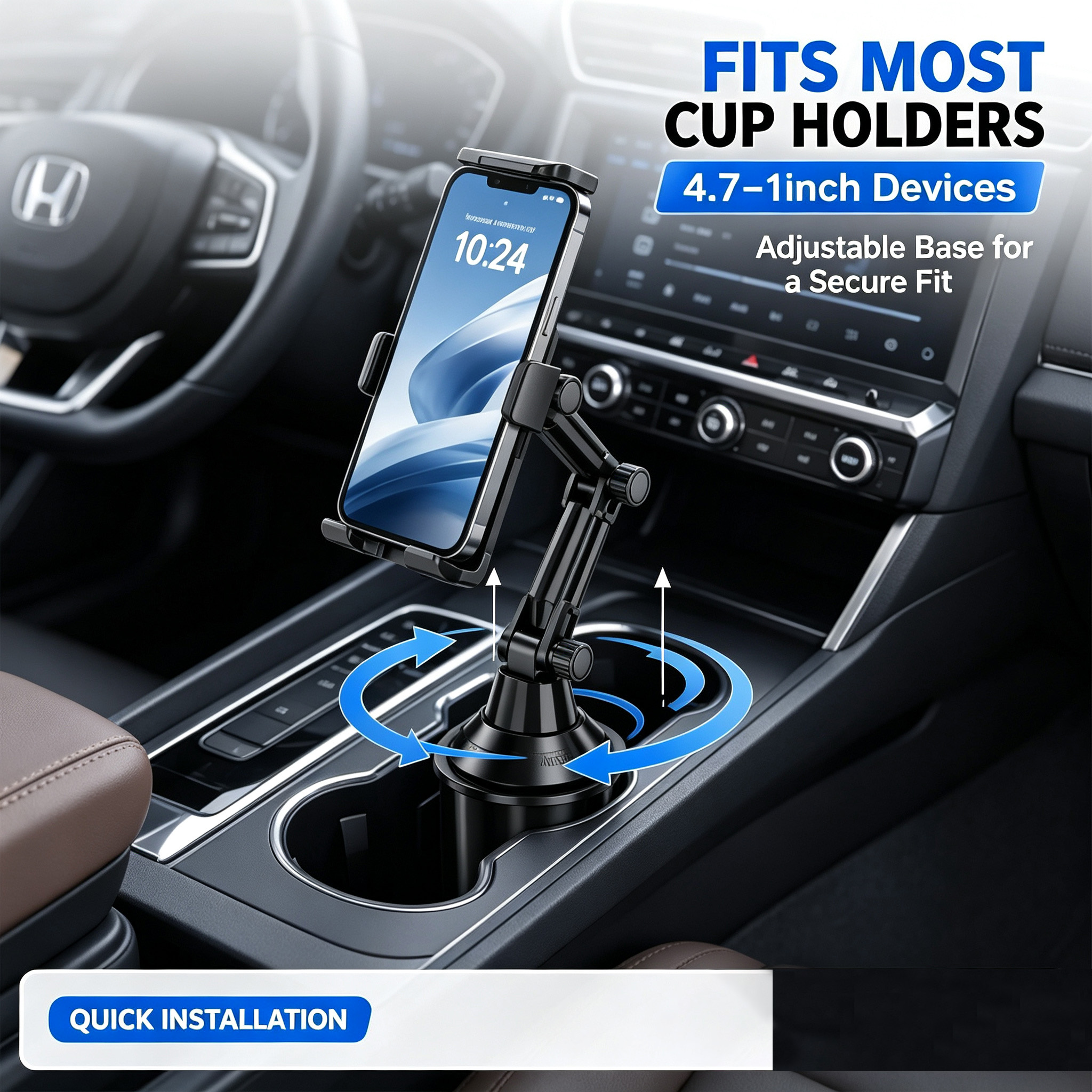 Car Cup Holder Phone Tablet Mount Long Arm 360 Rotation Adjustable Navigation Cell Phone…