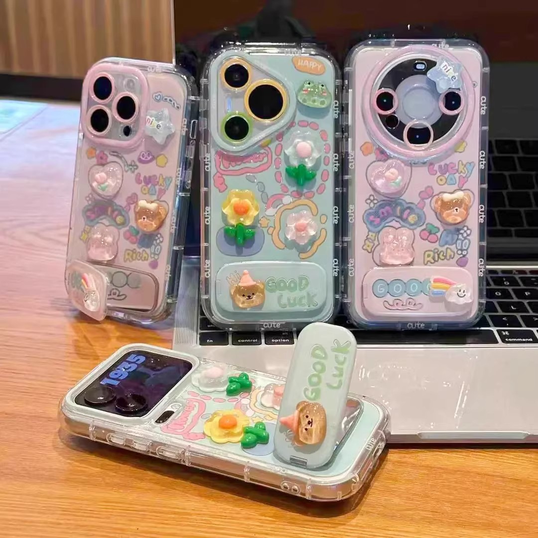 3D Little Bear Rainbow Lucky Phone Case