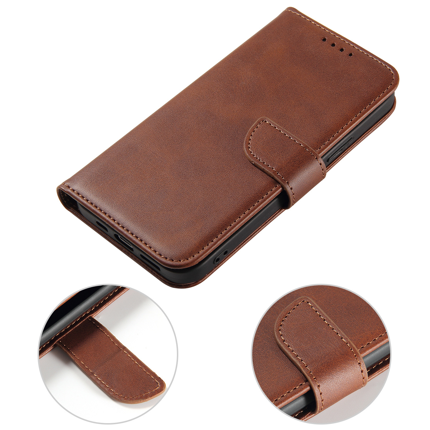 Calfskin-textured Card-slot Wallet Flip Phone Case