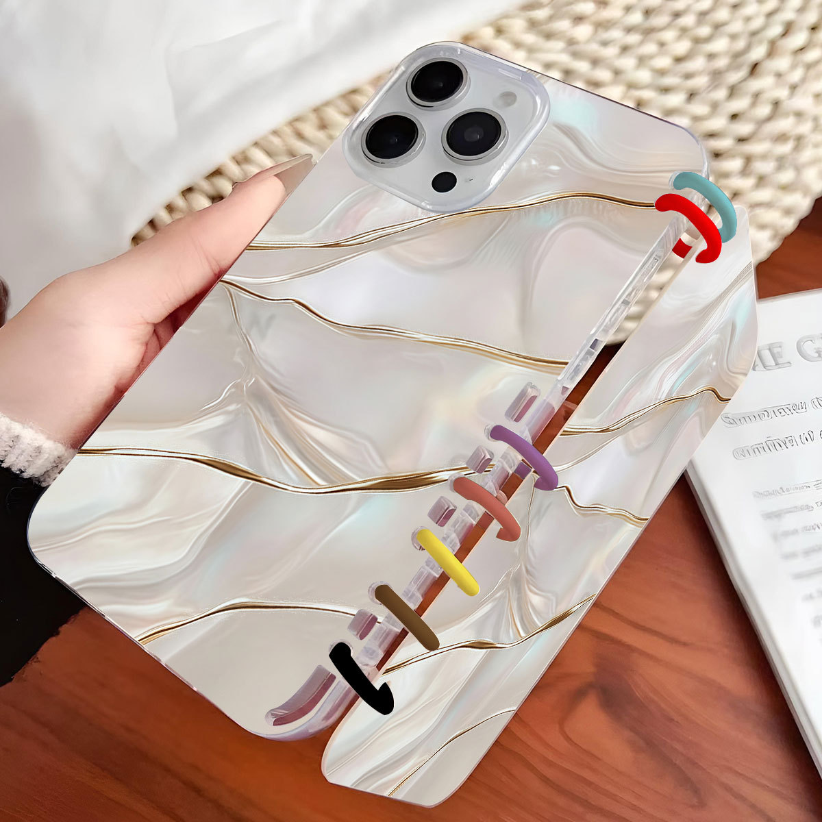 Pearl White Textured Laptop Flip Phone Case