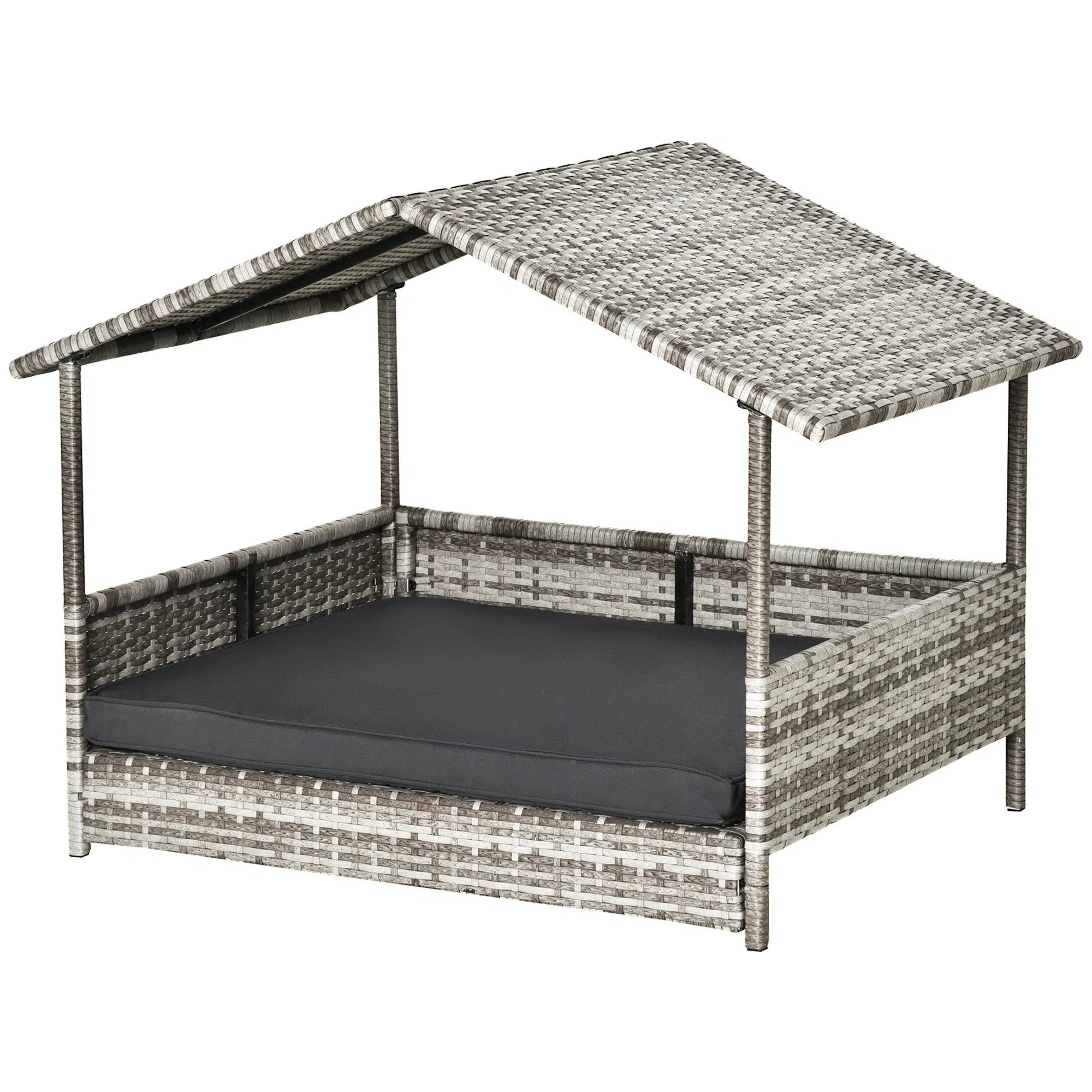 Wicker Pet House Dog Bed for Indoor/Outdoor Rattan Furniture with Cushion