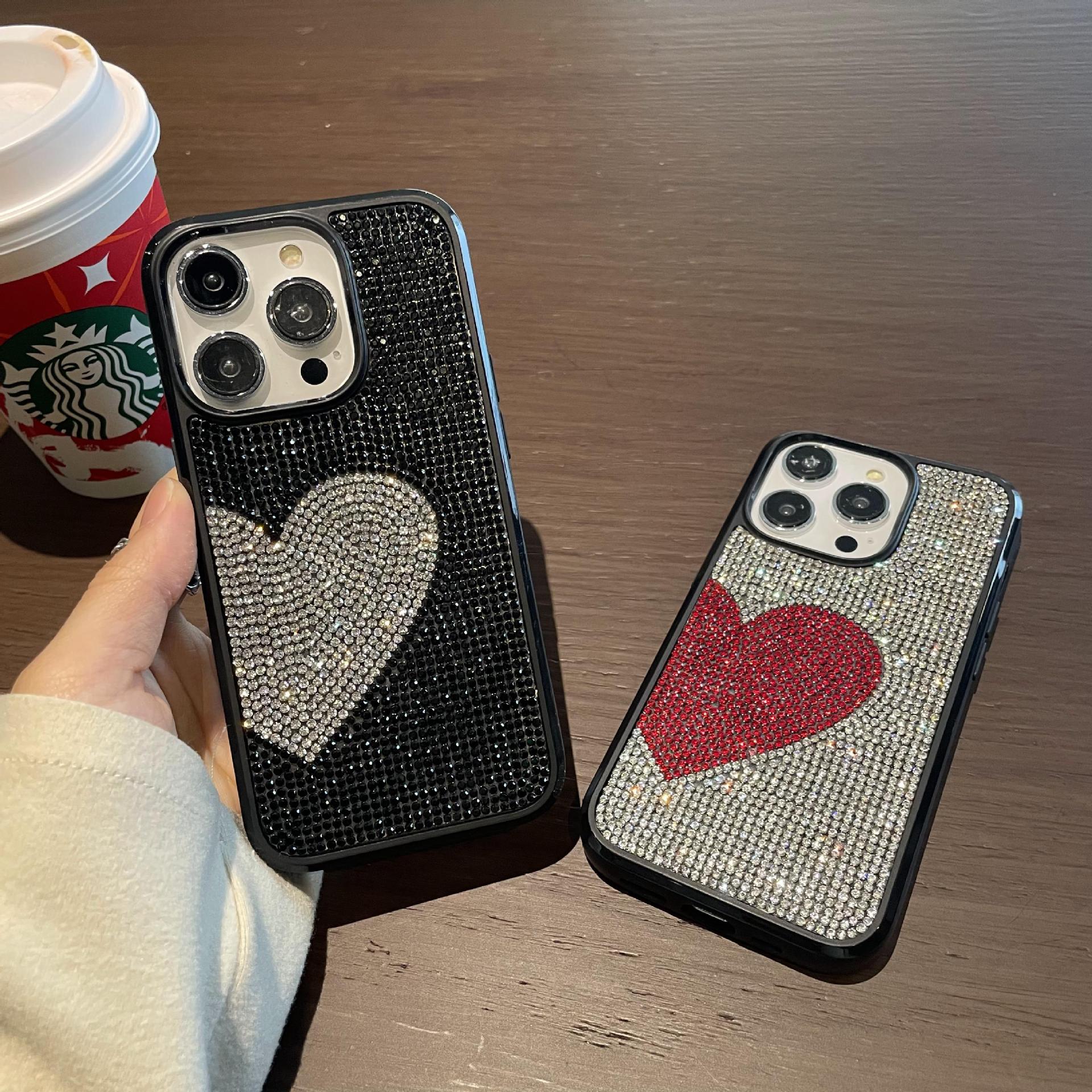 Brick-embellished Heart-shaped Phone Case