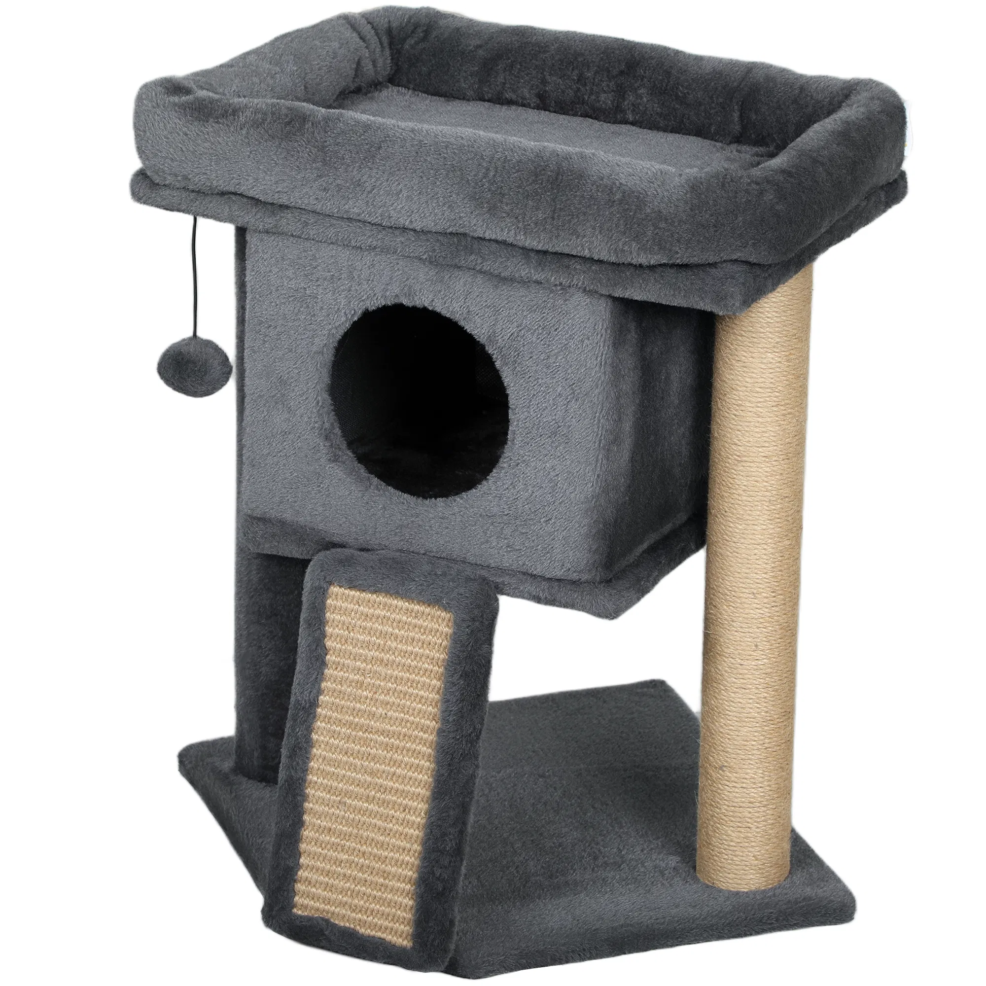 Cat Tree, Small Cat Tower with Perch, Scratching Post, Cat Condo, Toy Ball for Kitty…