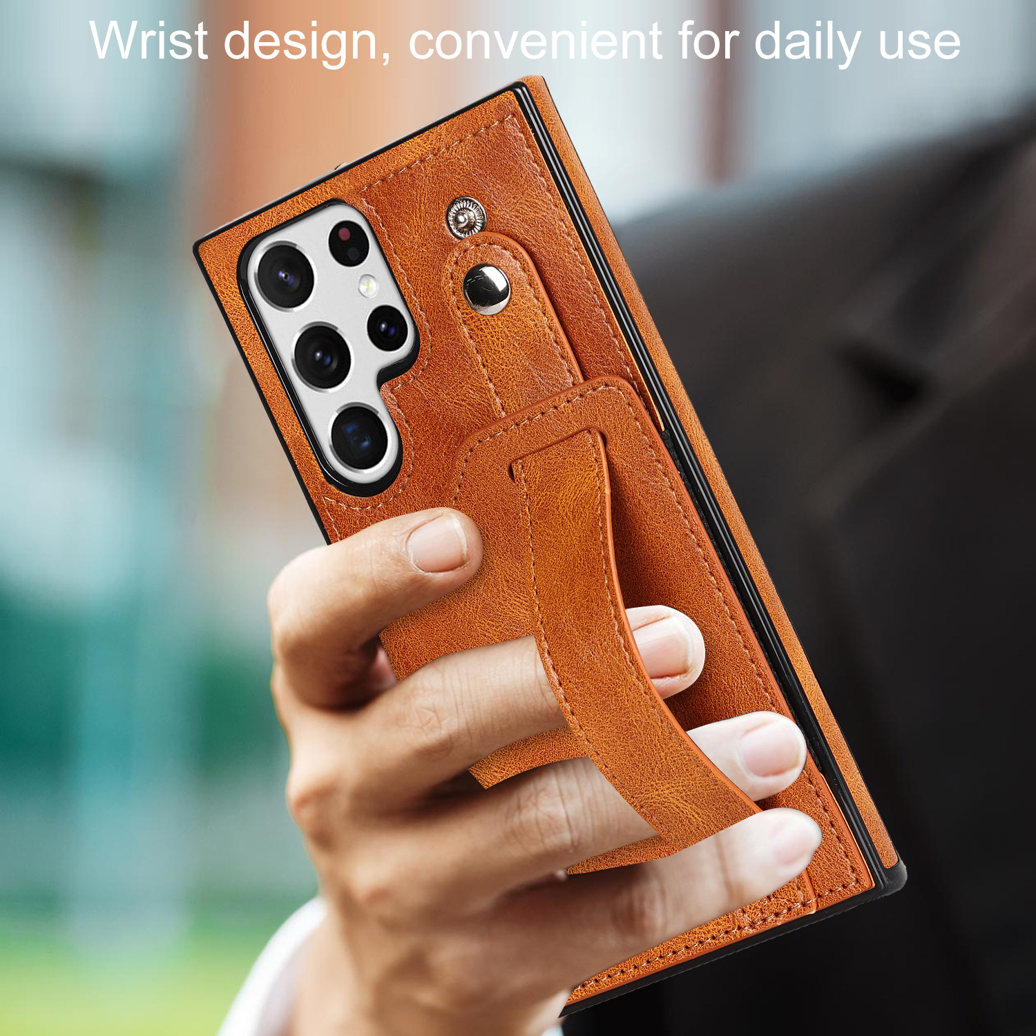 Applicable Wrist Strap Mobile Phone Skin Protective Leather Case
