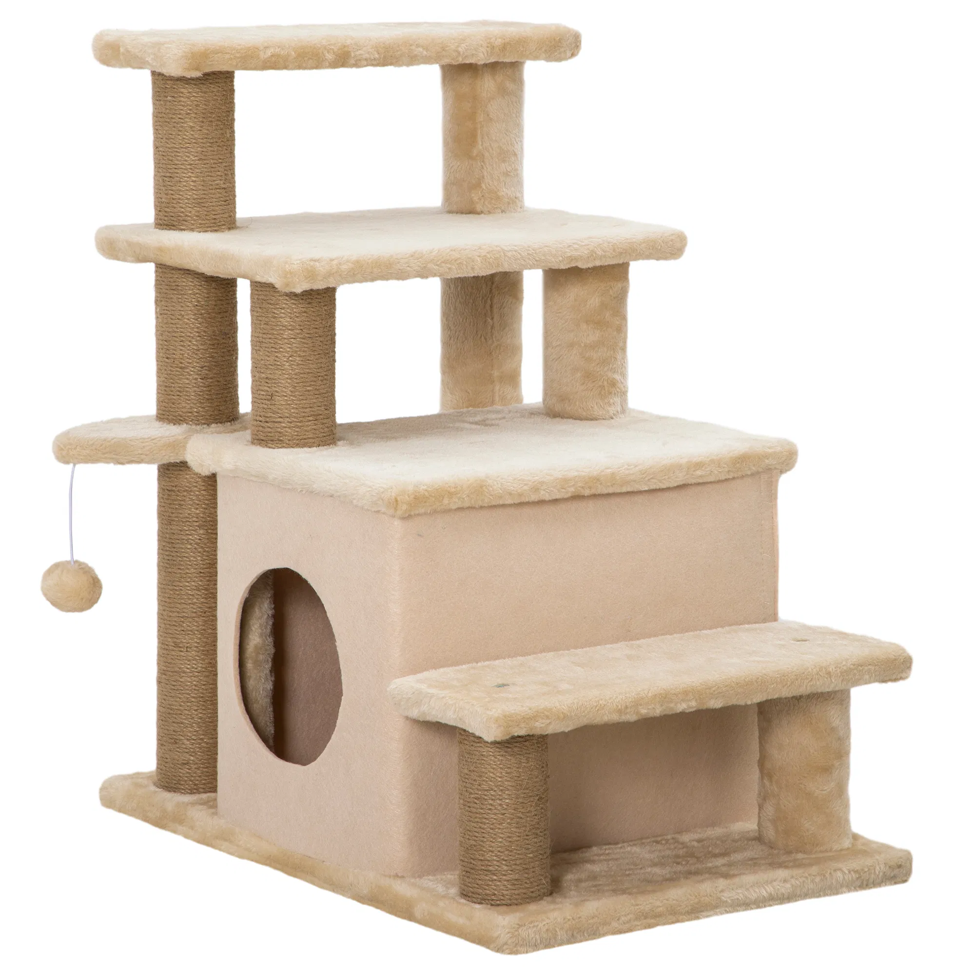 Cat Stairs Pet Steps for Couch Bed with Scratching Posts Condo Ball Toy, 23.6" x 15.7" x…
