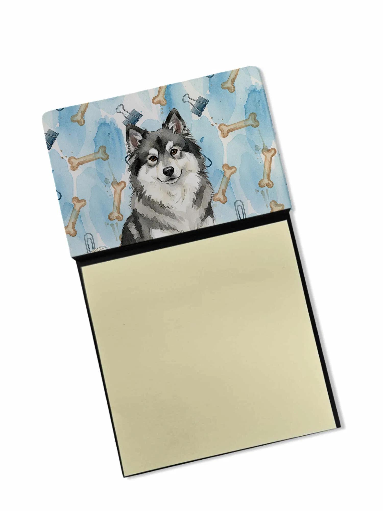 Keeshond Coworker Watercolor Sticky Note Holder Refillable Dispenser Desk Accessory 3x3…