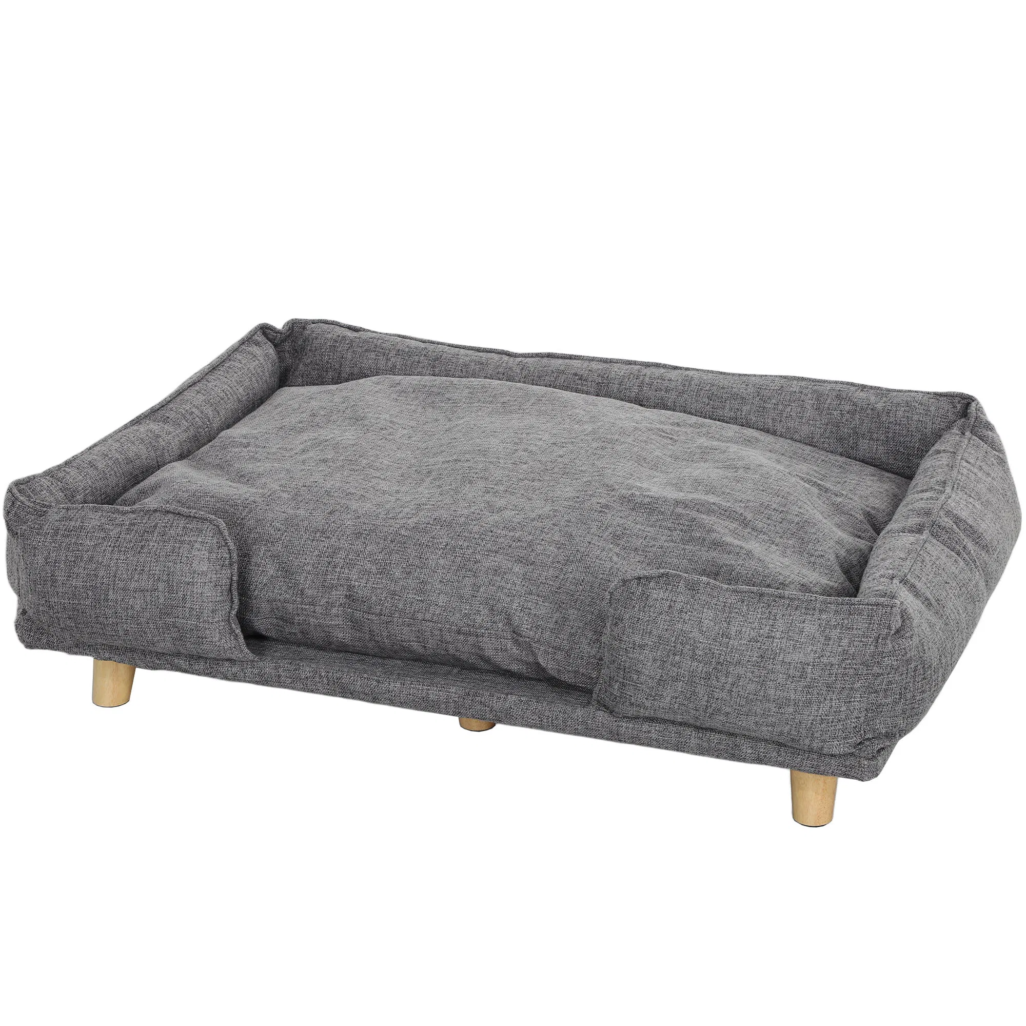 Washable Dog Sofa for Large Dogs, Elevated Pet Couch with Anti-slip Foot Pads, Dark Grey
