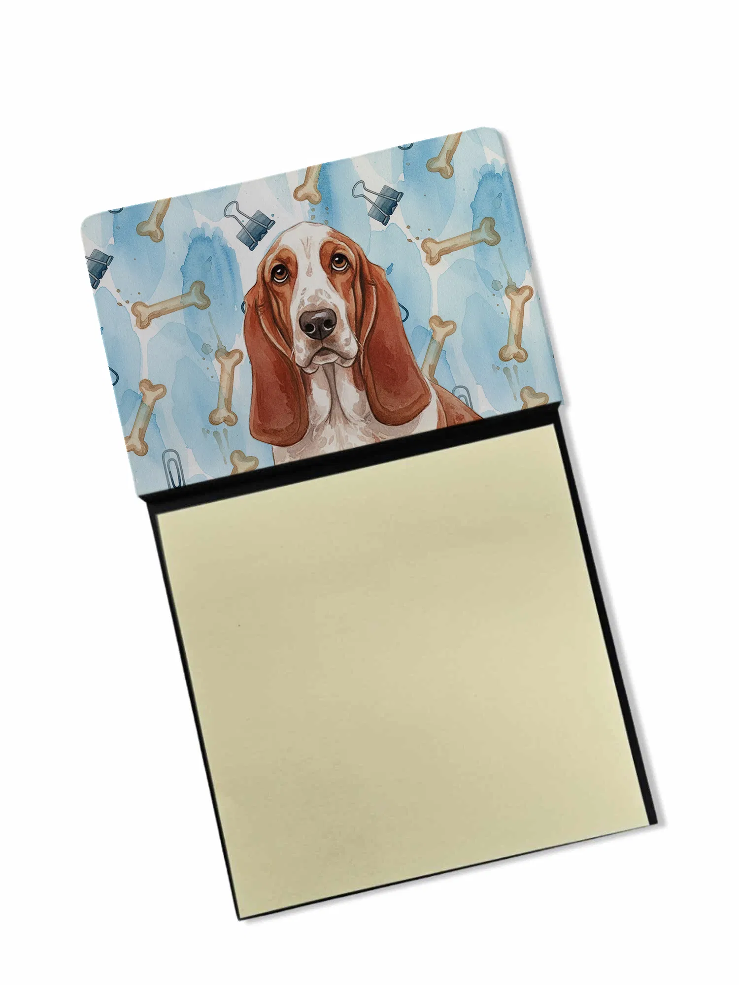 Red and White Basset Hound Coworker Watercolor Sticky Note Holder Refillable Dispenser…