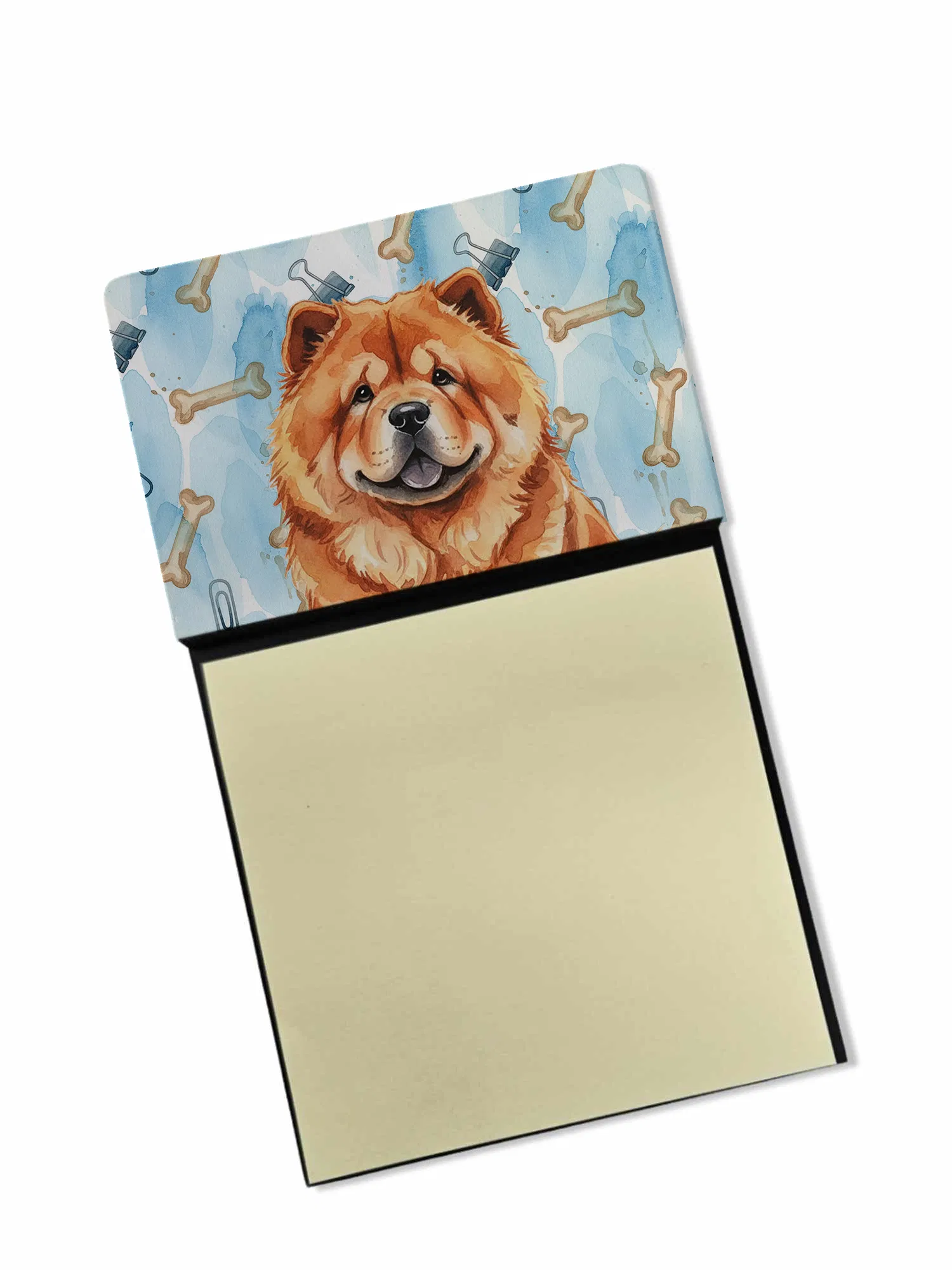 Red Chow Coworker Watercolor Sticky Note Holder Refillable Dispenser Desk Accessory 3x3…