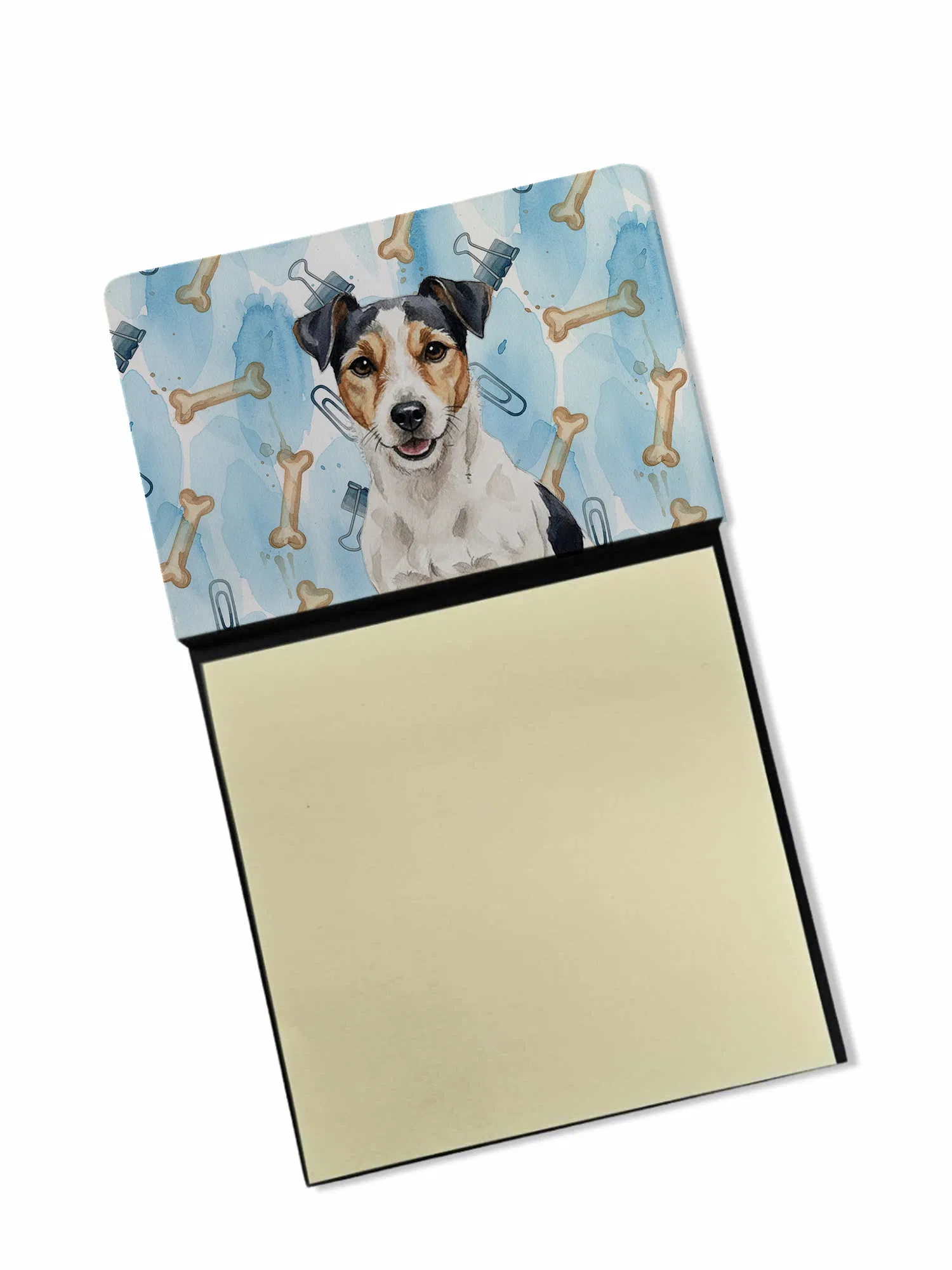 Parson Russell Terrier Coworker Watercolor Sticky Note Holder Refillable Dispenser Desk…