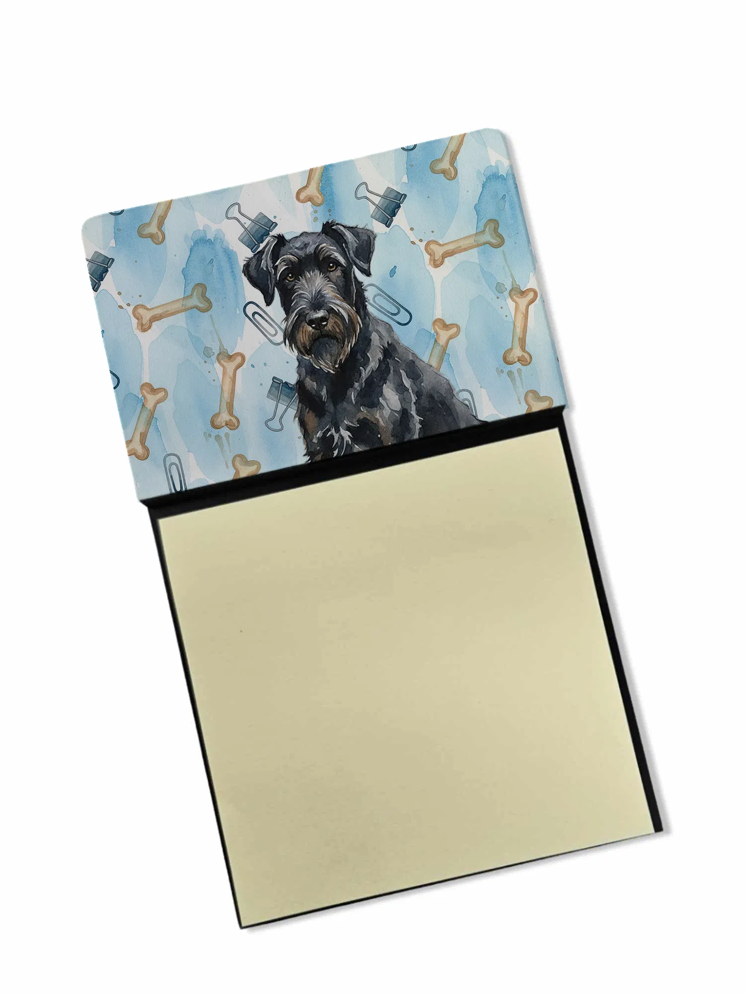 Black Russian Terrier Coworker Watercolor Sticky Note Holder Refillable Dispenser Desk…