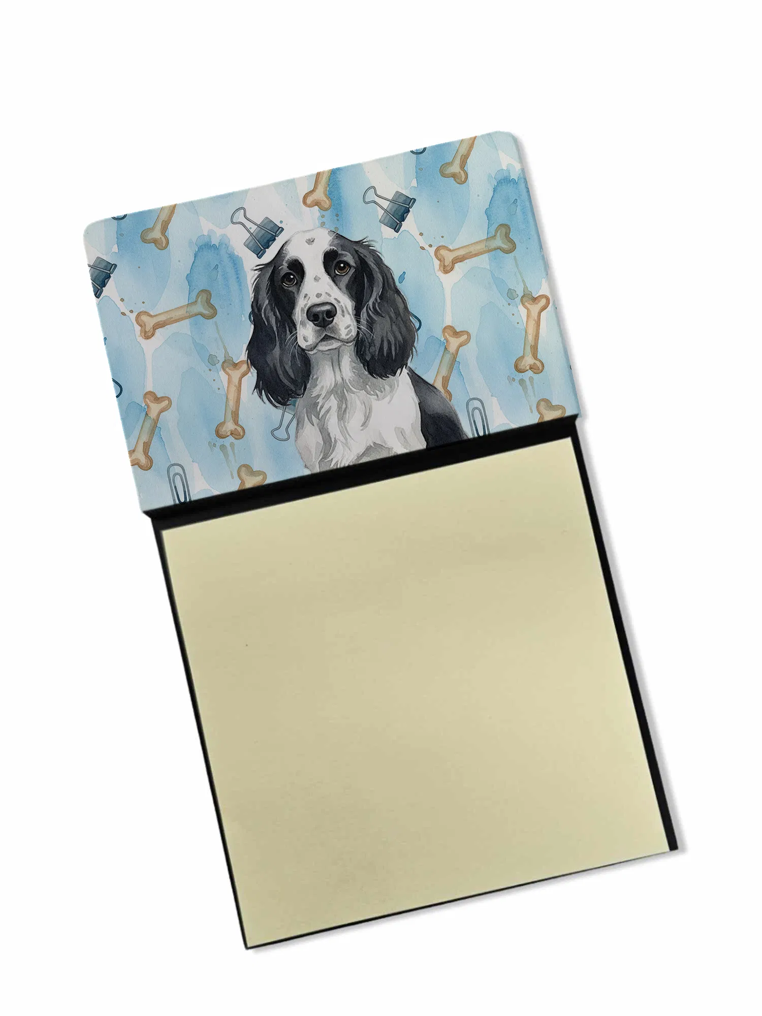 Black and White English Springer Spaniel Coworker Watercolor Sticky Note Holder…