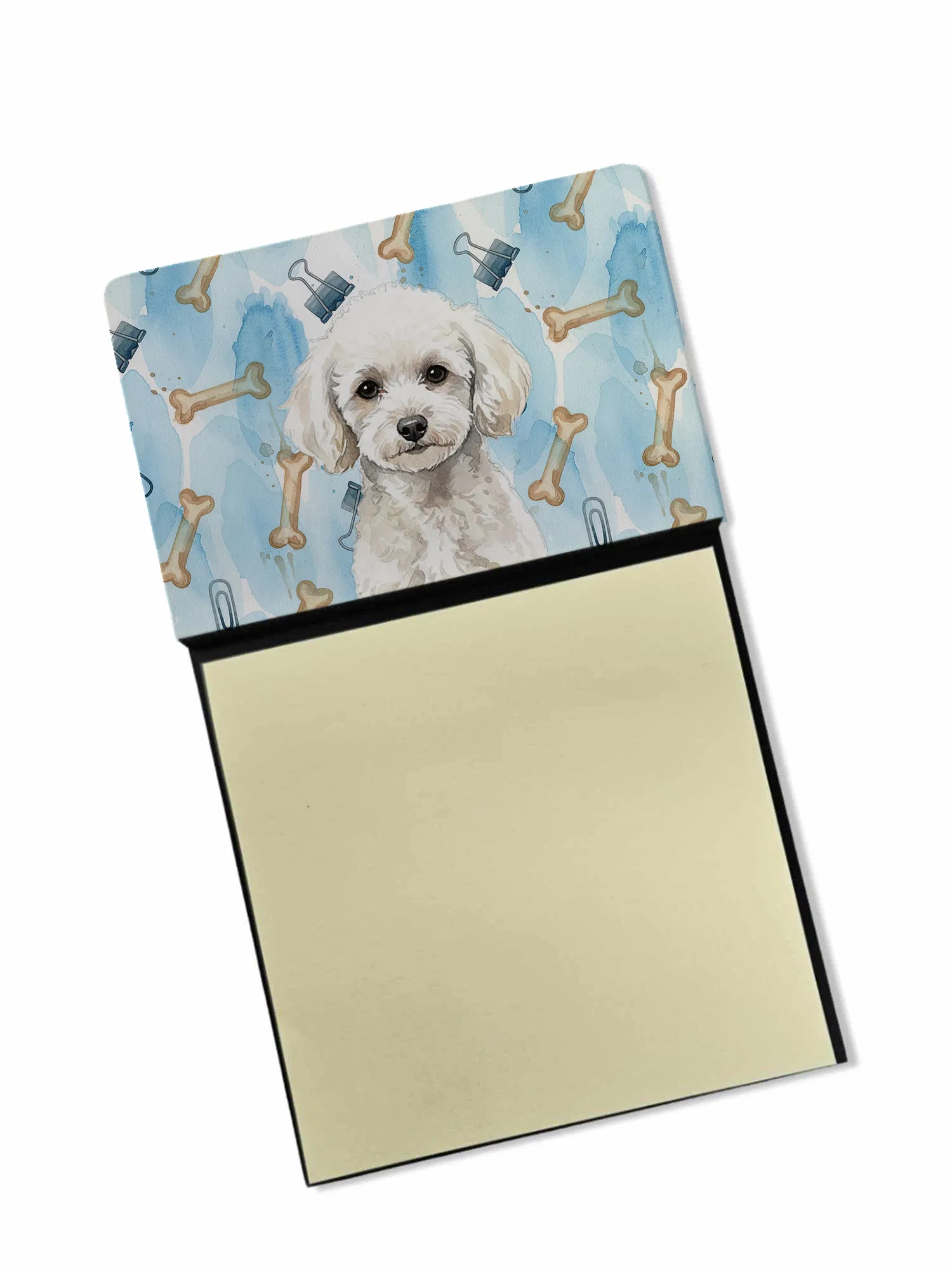 Toy White Poodle Coworker Watercolor Sticky Note Holder Refillable Dispenser Desk…