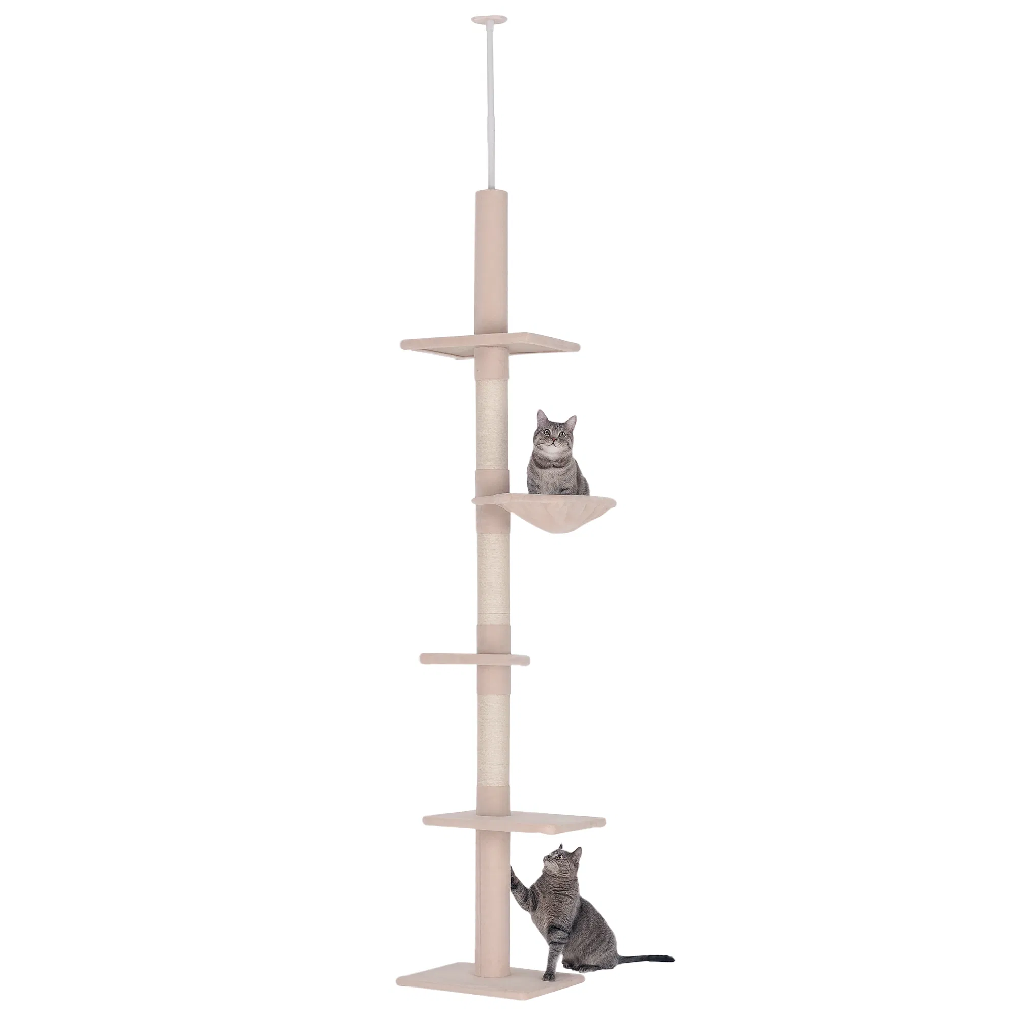 8.5ft Cat Climbing Tree 5-Tier Kitty Activity Center with Scratching Post Beige