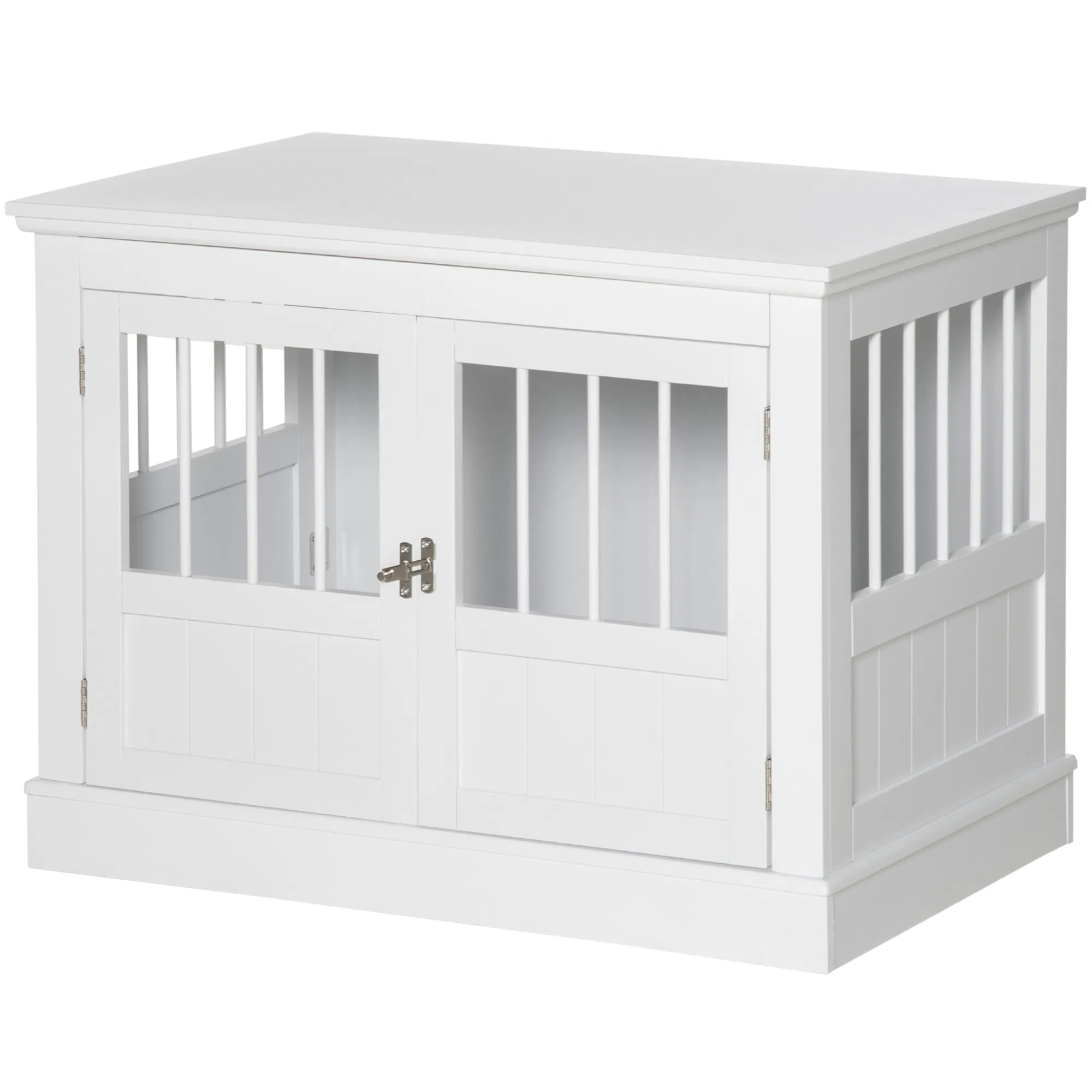 31" Dog Crate Furniture End Table with Three Doors for Small Dogs, White