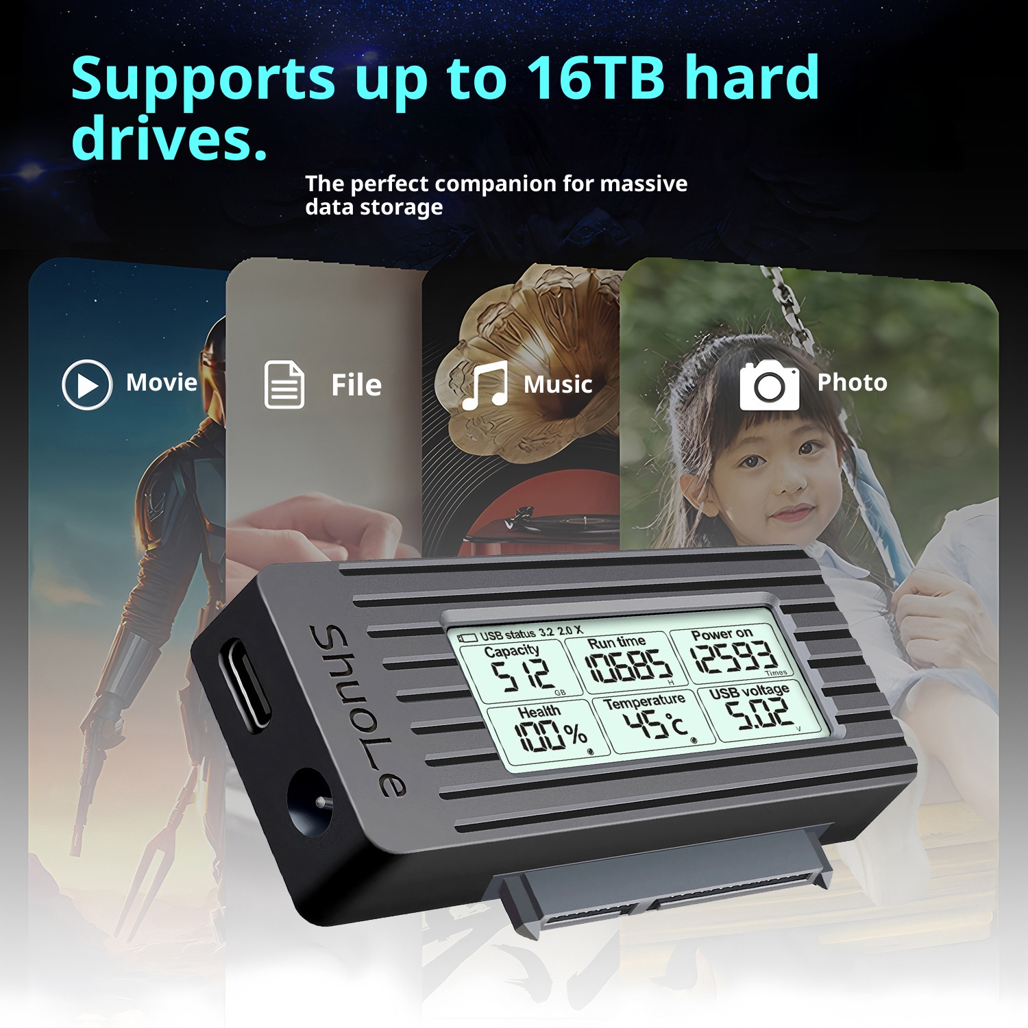 USB 3.2 Solid State Converter Cable Connector For Hard Disk