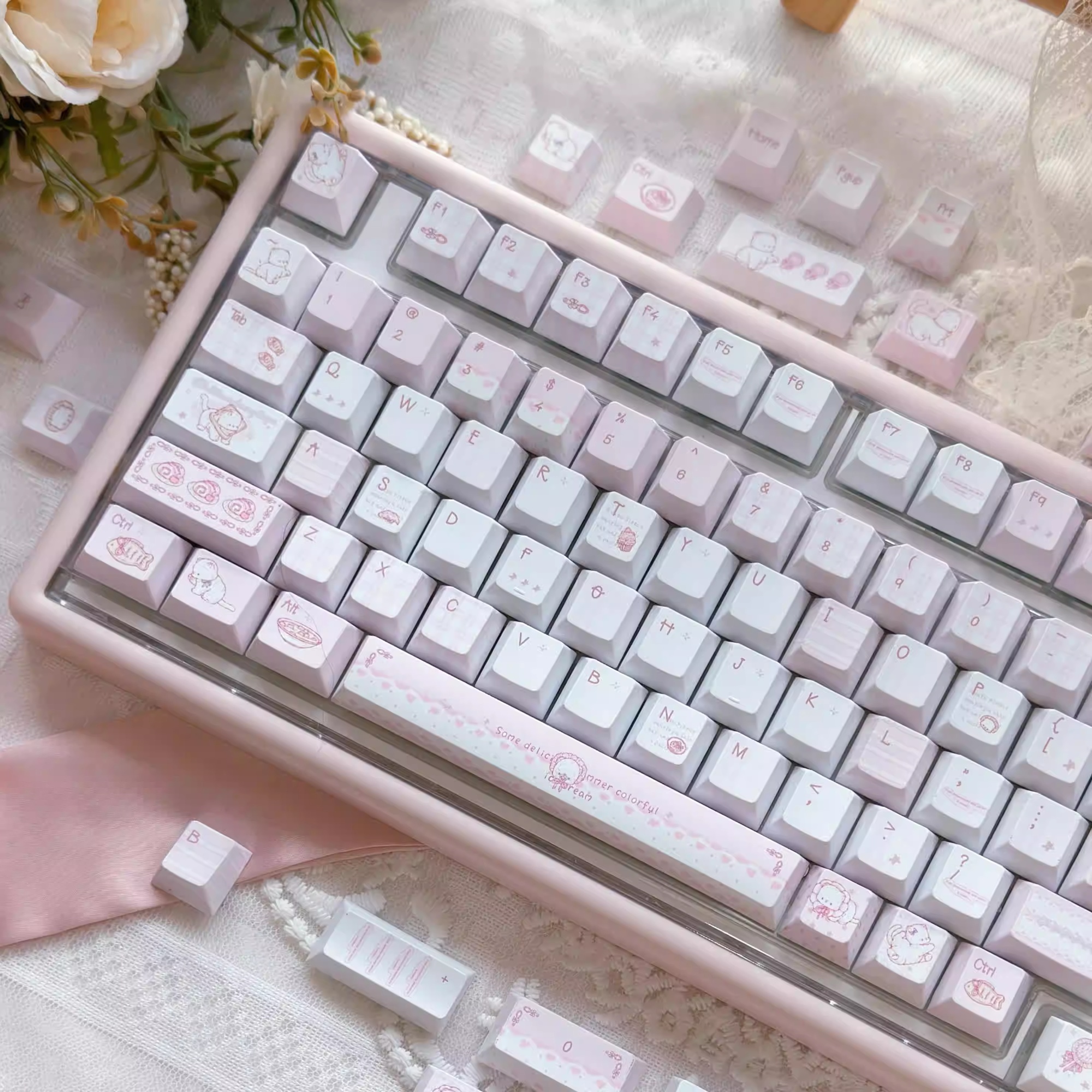 Dessert Meow Original Height Five-sided Sublimation Keycaps Suitable For Mechanical…