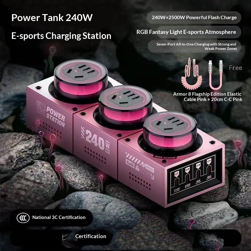 Charging Station Power Tank 240W GaN Desktop Power Strip