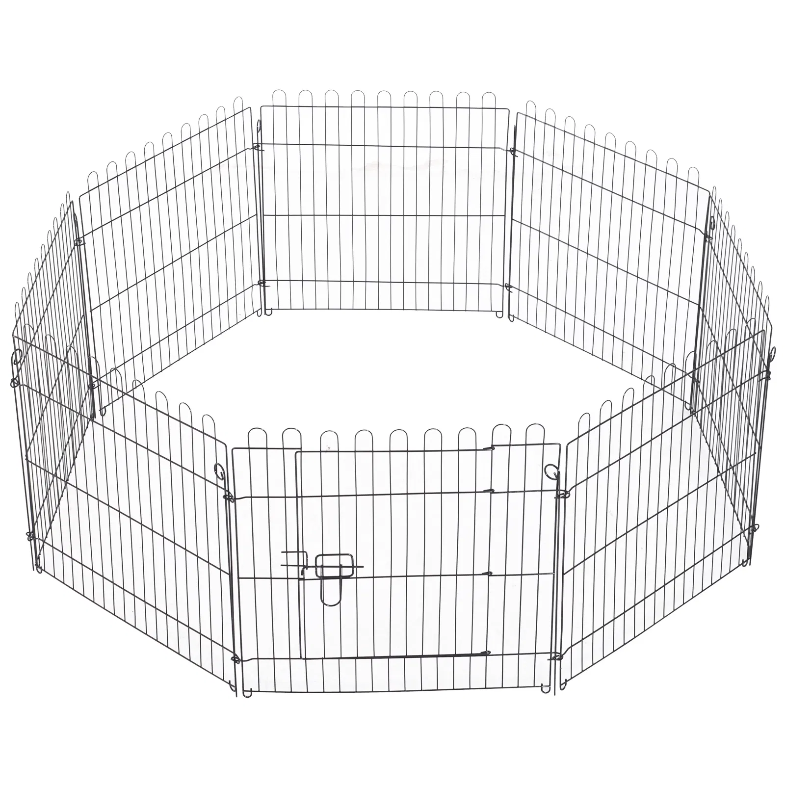 24inch 8-Panel Dog Playpen Octagon Pet Exercise Playpen Crate Foldable Dog Cage Pen Puppy Kennel, Black