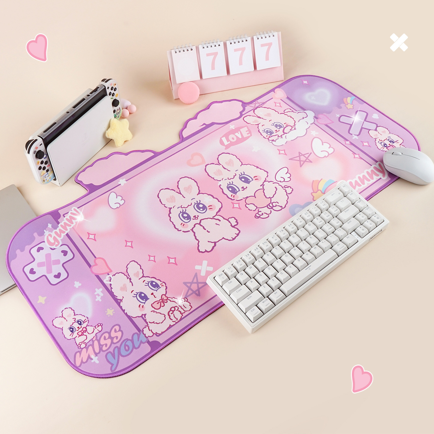 Fluffy Rabbit Oversized Mouse Pad Special-shaped Large Table Mat