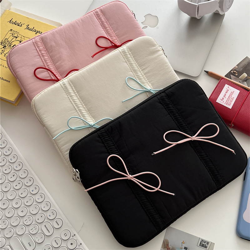 Tablet PC Bag Elastic Lace Bow Laptop Sleeve