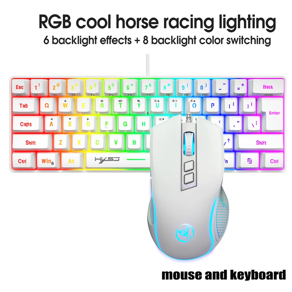 Keyboard and Mouse Teclados Kit Gamer Keyboards Combos 60%PC Teclado E Branco Clavier…