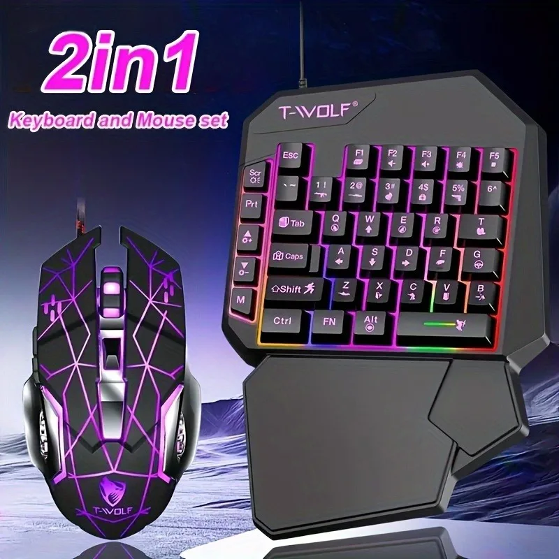 2 In1TF900 Gaming Keyboard and Mouse Set Ergonomic Wireless Gaming Keyboard 7 RGB…