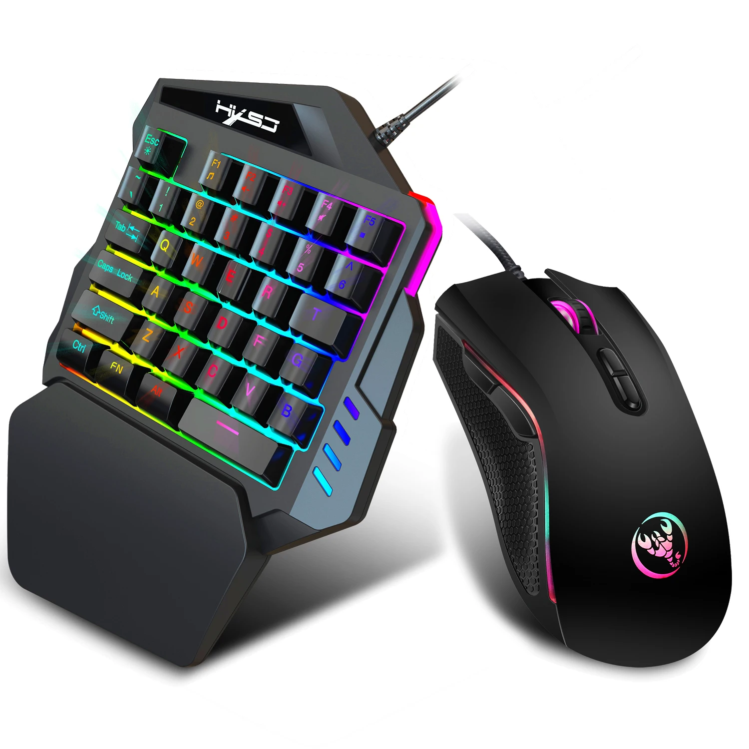 Gaming One-Handed Keyboard And Mouse Set with 35 Keys, Dual-Color Injection Molded…