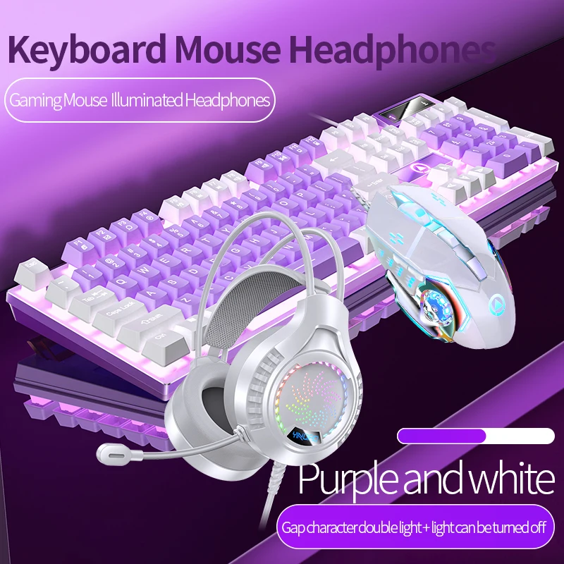 Gaming Keyboard Mouse Headphone Set Wired Backlight Game 104 Keys Keyboards 3600DPI Mice…