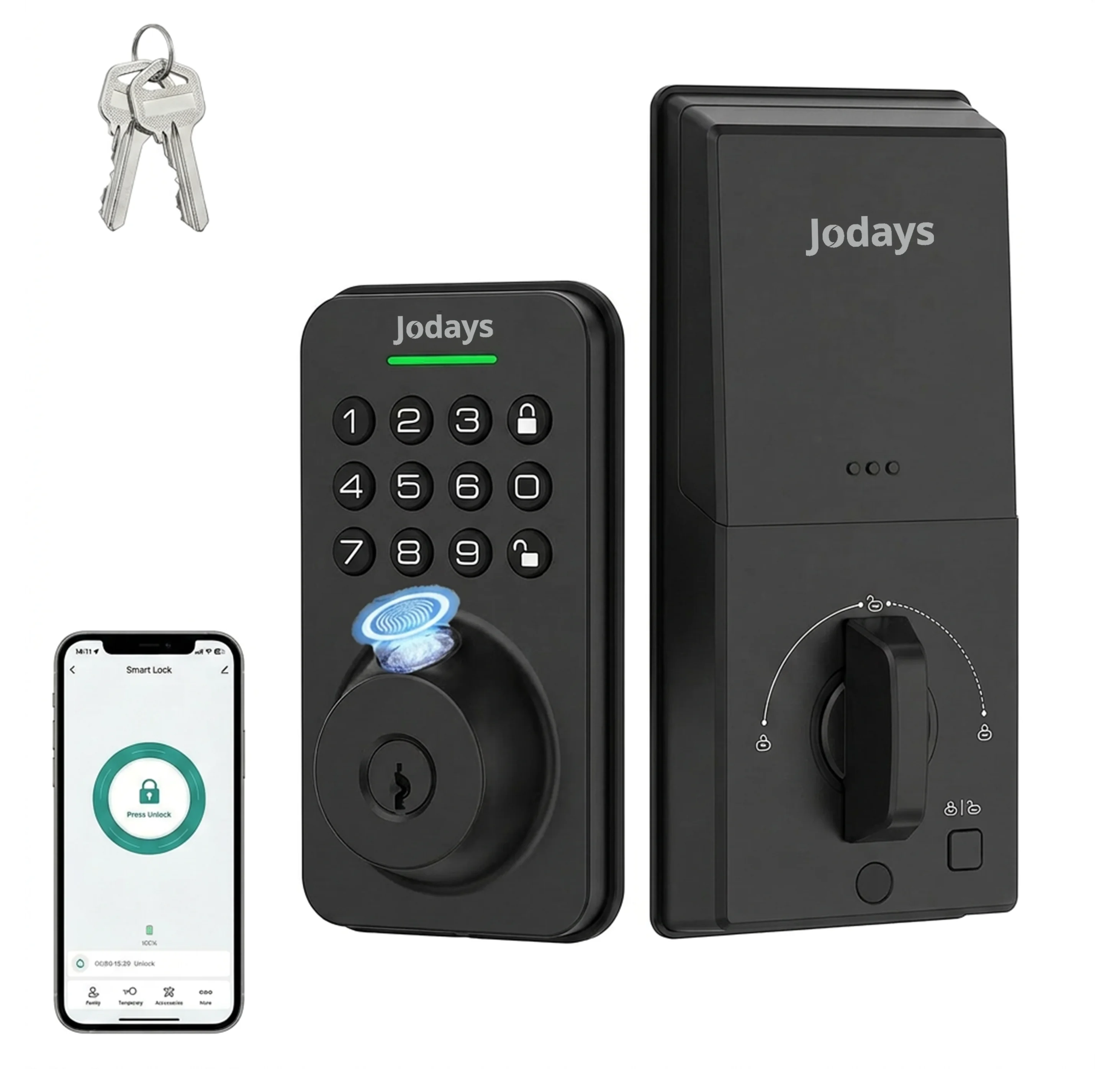 Jodays Smart Deadbolt Lock with Fingerprint & Keypad, Keyless Entry Door Lock with App…