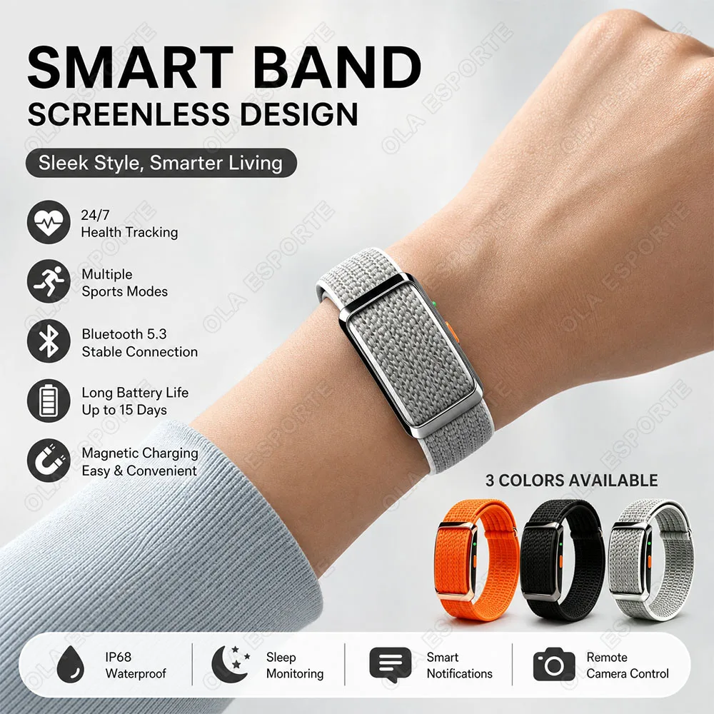 No Screen Smart Watch Men Woman Sports Outdoors Fitness Heart Rate Blood Oxygen Monitor…