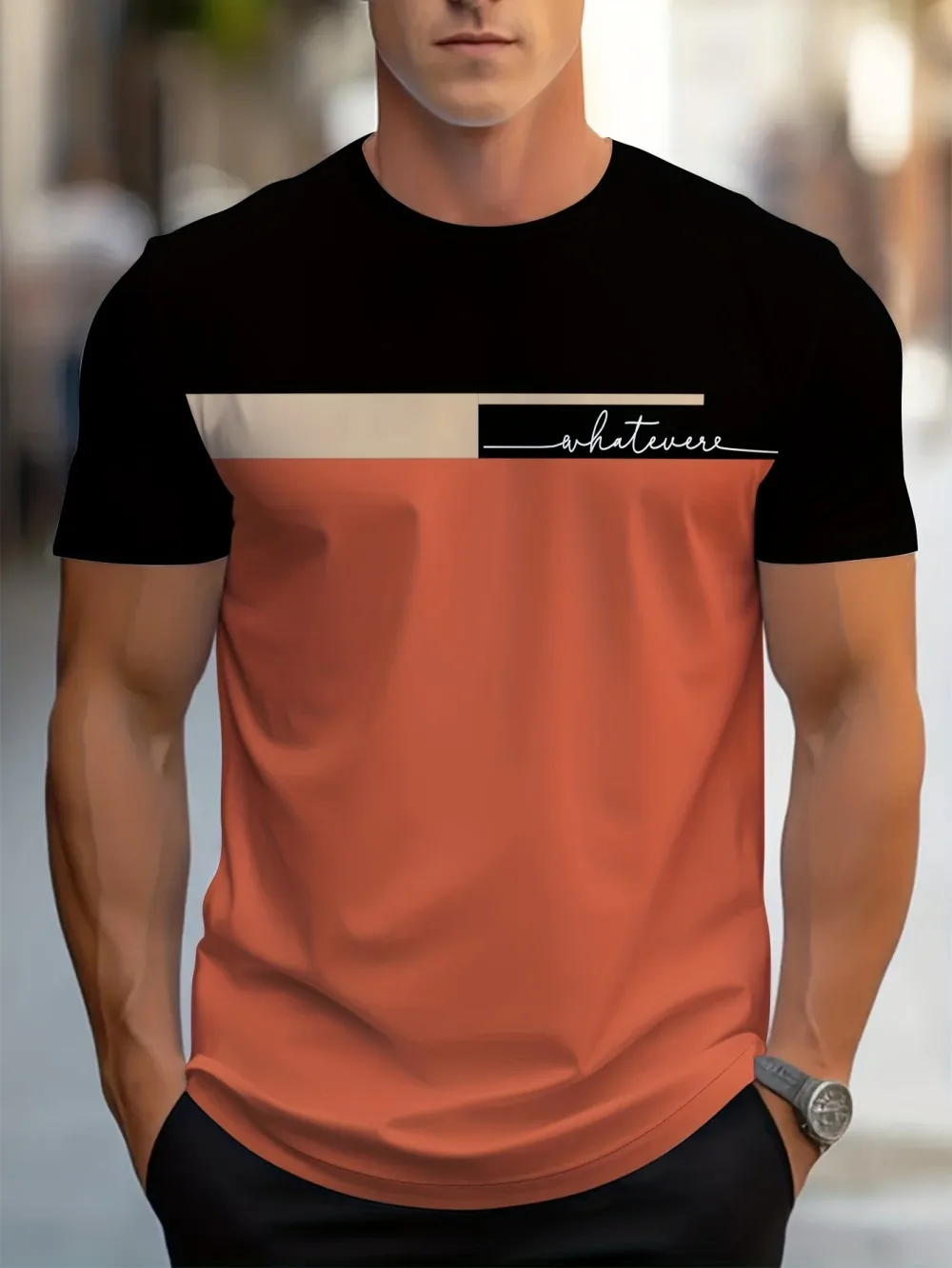 European and American Men's Summer Personalized Striped Letter Print Soft and Breathable…