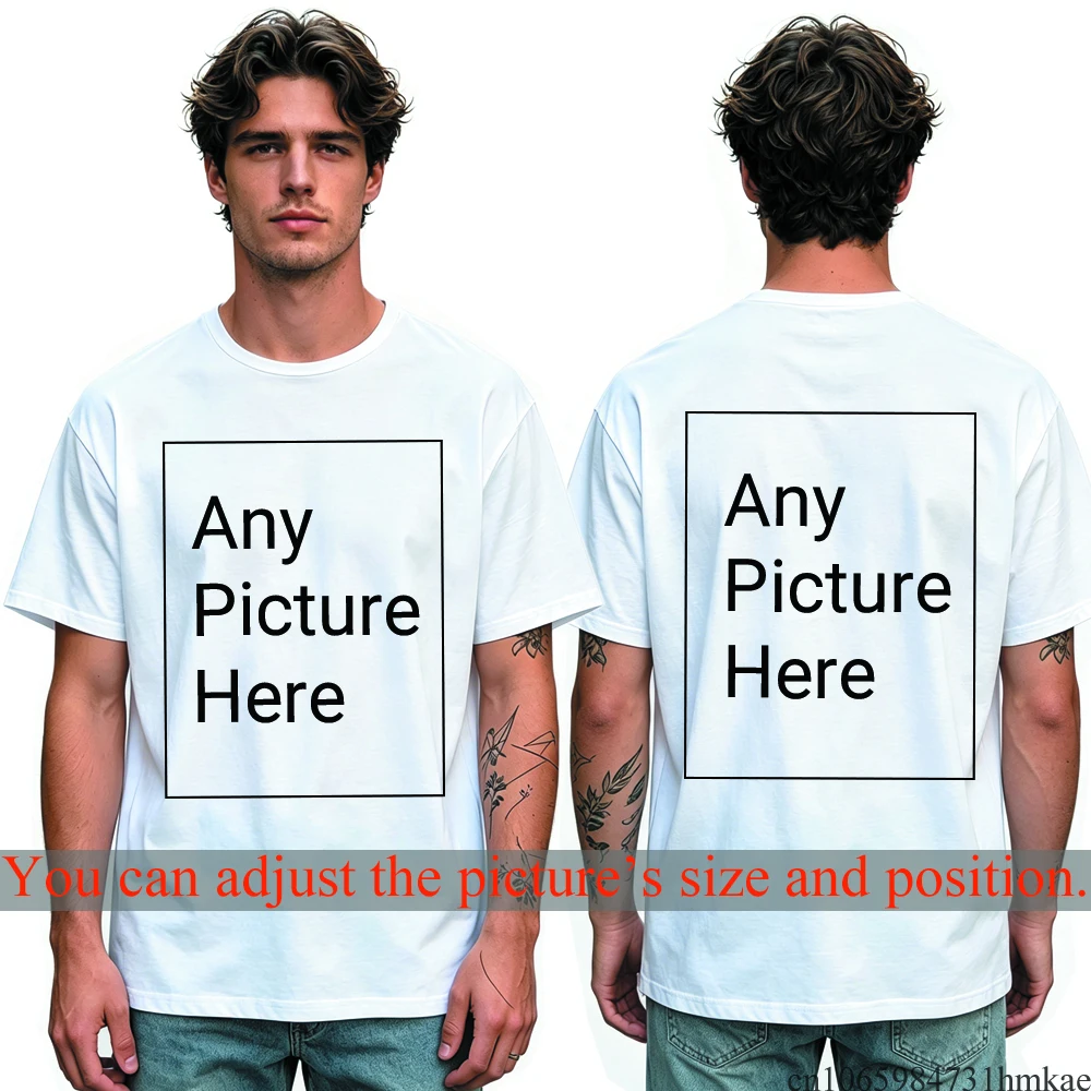 Custom Personalized Your Photo Man T Shirt for Boys Front Back Print Customized Funny…