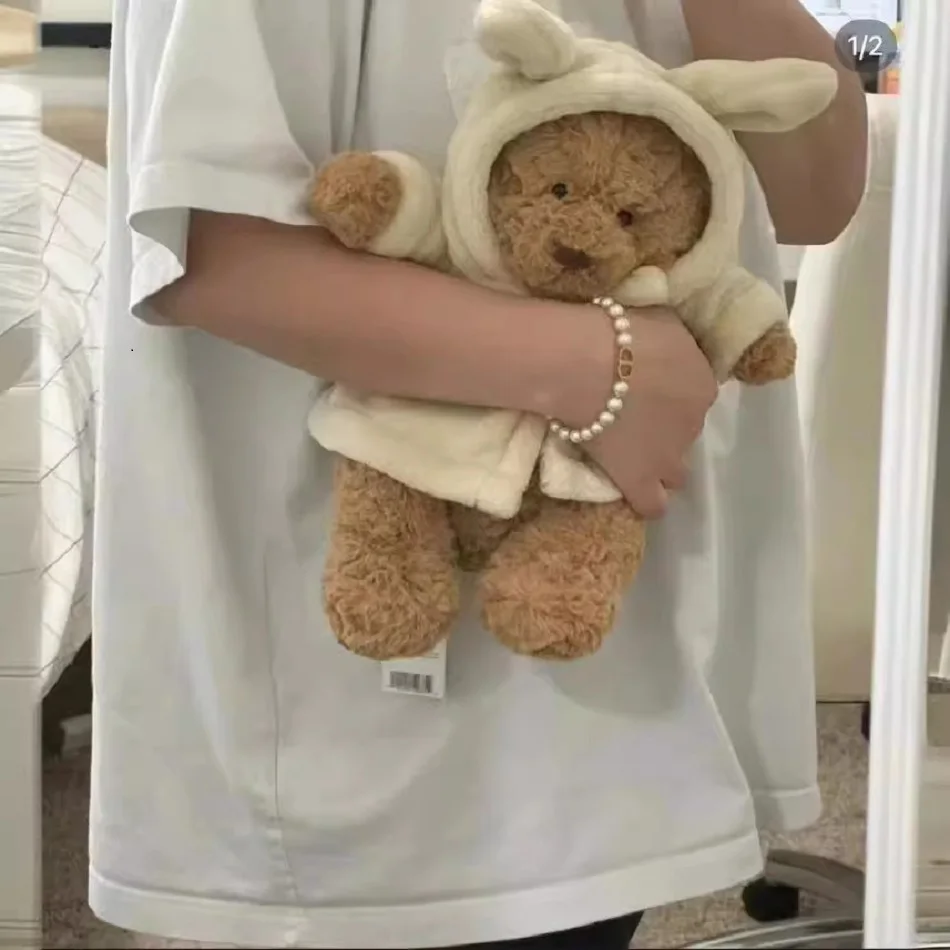 Cute Bunny Hood Bathrobe Teddy Bear Plush Doll Soft Stuffed Animal Sofa Decor Birthday…