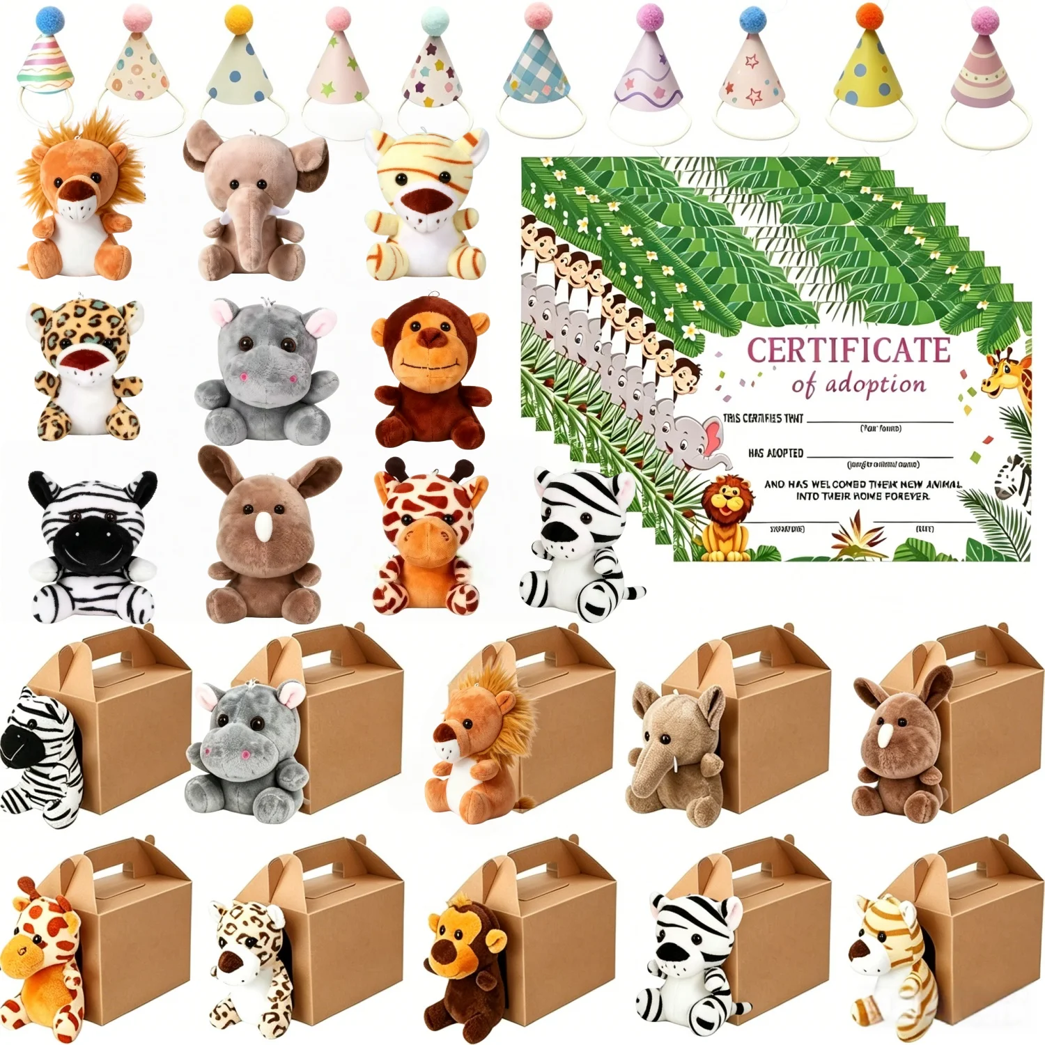 10-50PCS Adopt An Animal Party Favor Mini Safari Stuffed Animal Bulk 12cm Toy Jungle…