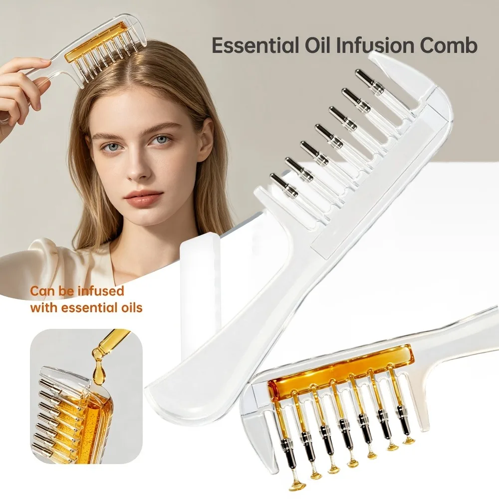 Portable Transparent Hair Root Comb Liquid Guide Applicator Scalp Massage Comb Hair Oil…
