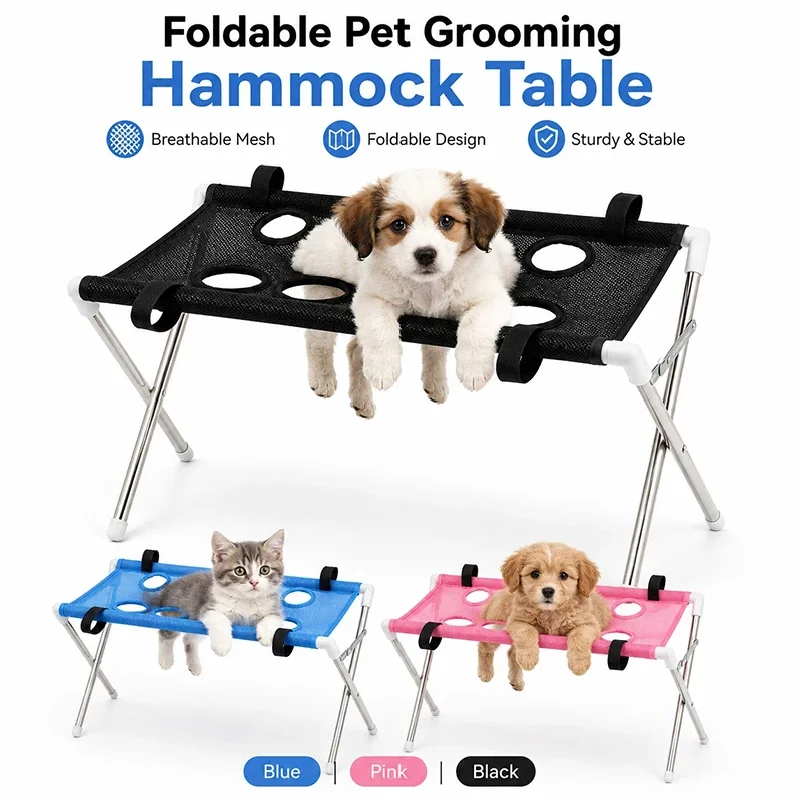 Portable Pet Grooming Bath Suspended Bed Frame With Brackets Breathable Washable Mesh…