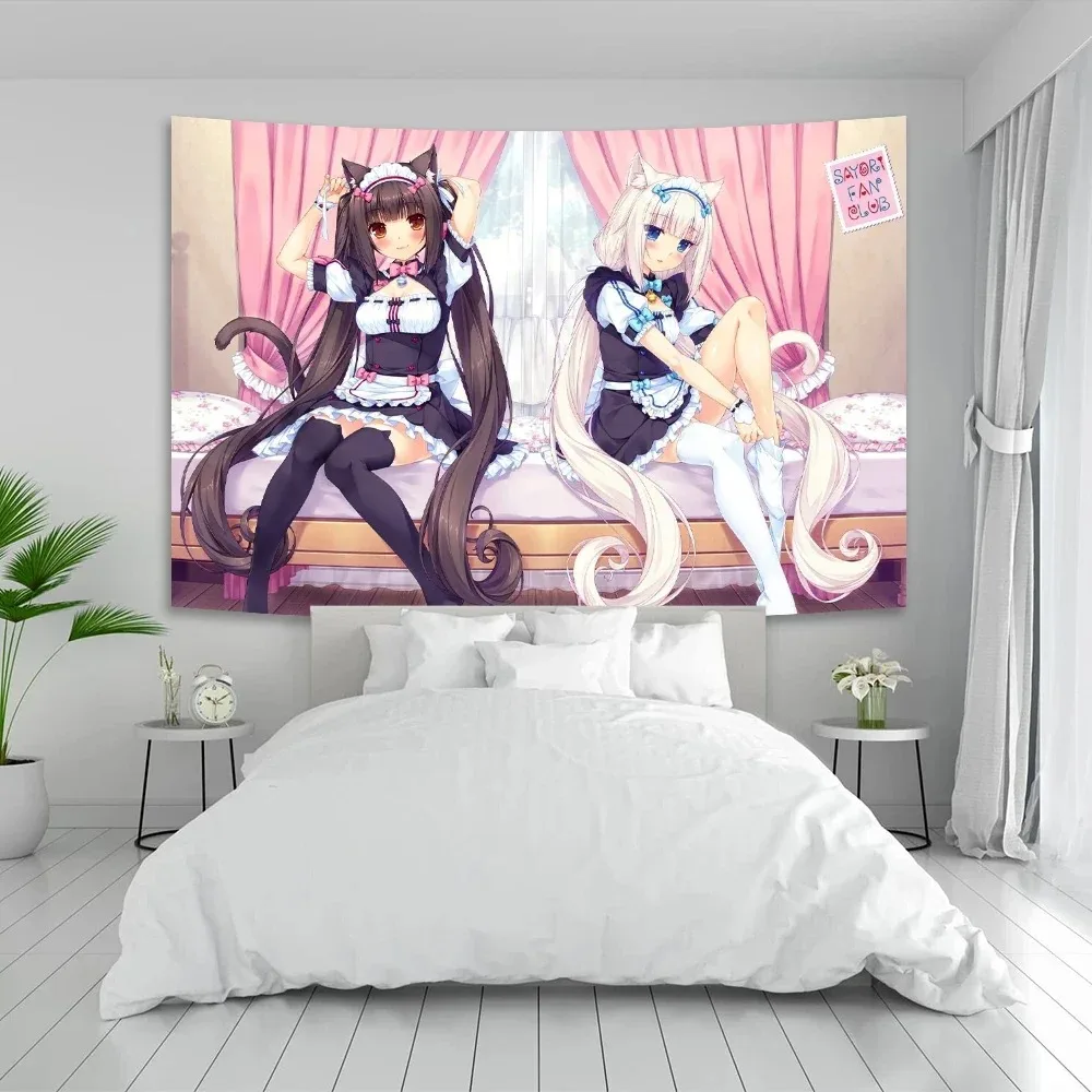 Anime Nekoparas Wall Tapestry Kawaii Background Cloth Wall Decoration Psychedelic Girls'…